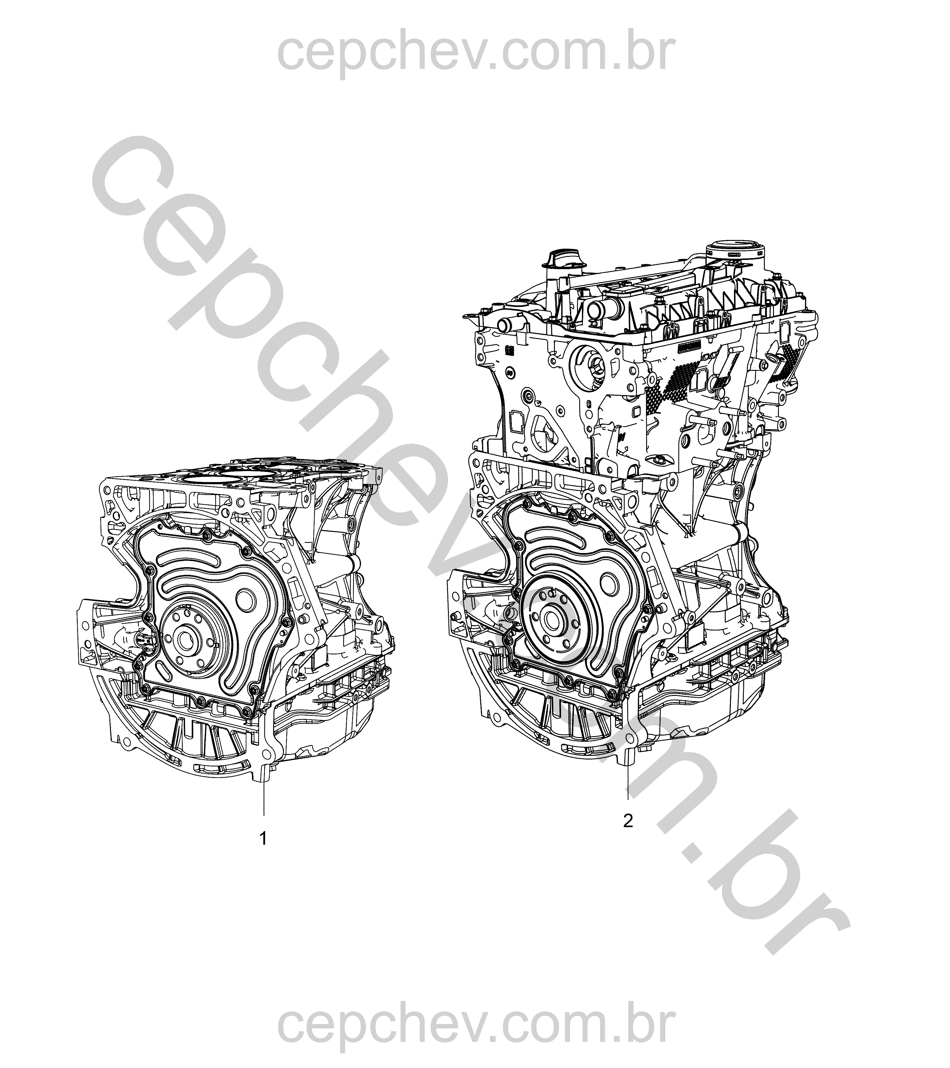 Conjunto motor gasolina bloco curto e longo