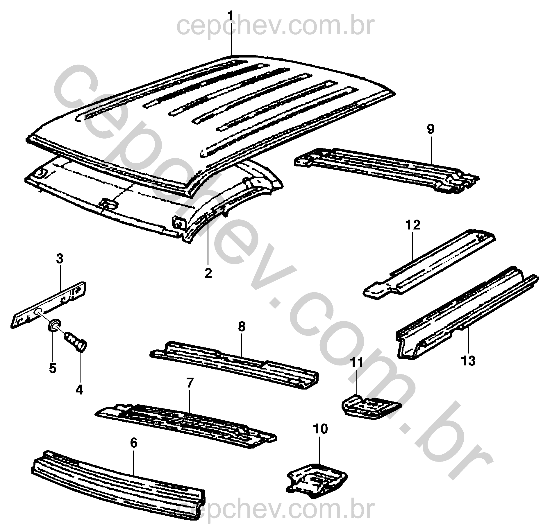 Painel e estrutura do teto para GrandBlazer