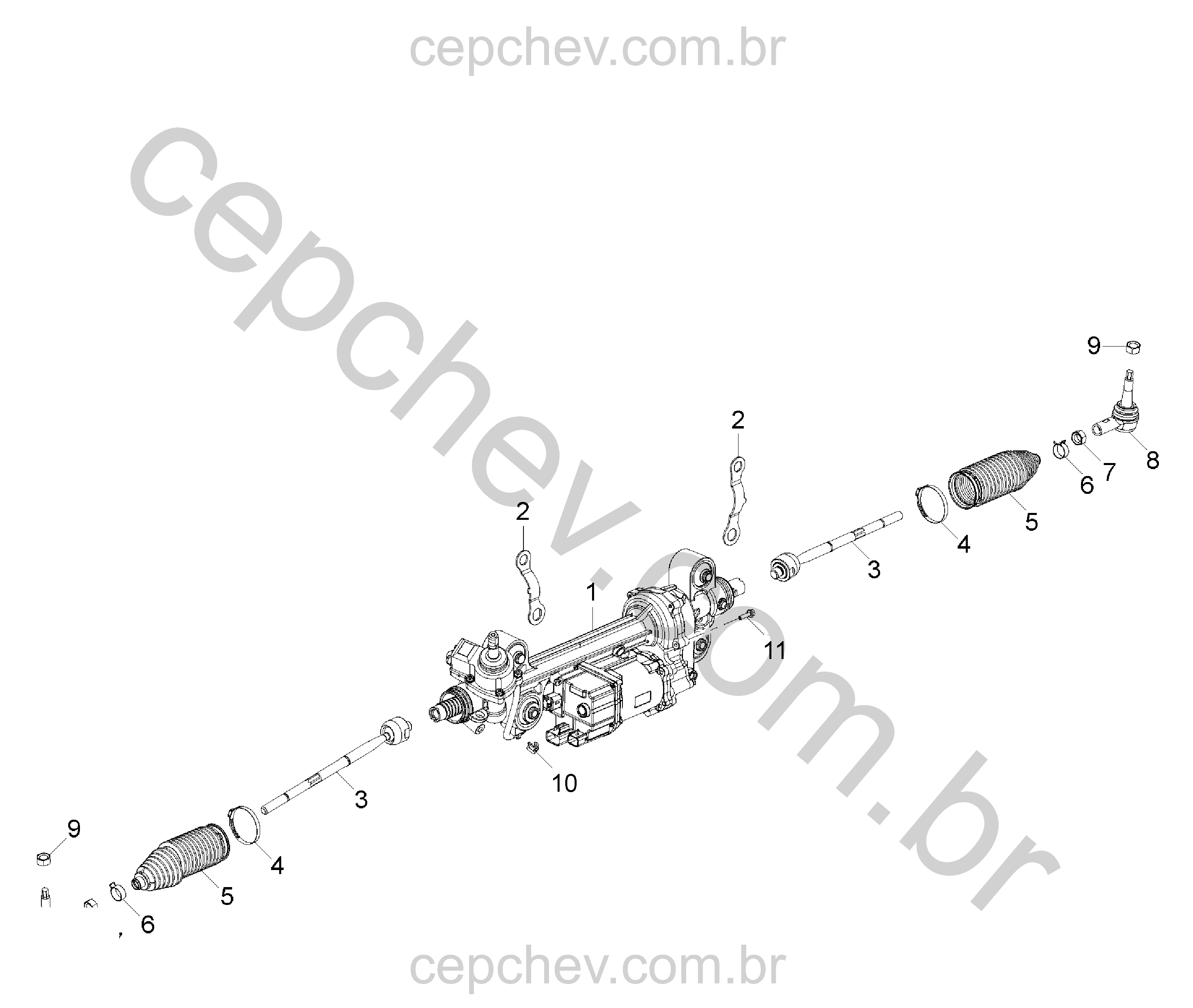 Conjunto de caixa e componentes da direção elétrica (NJ2)