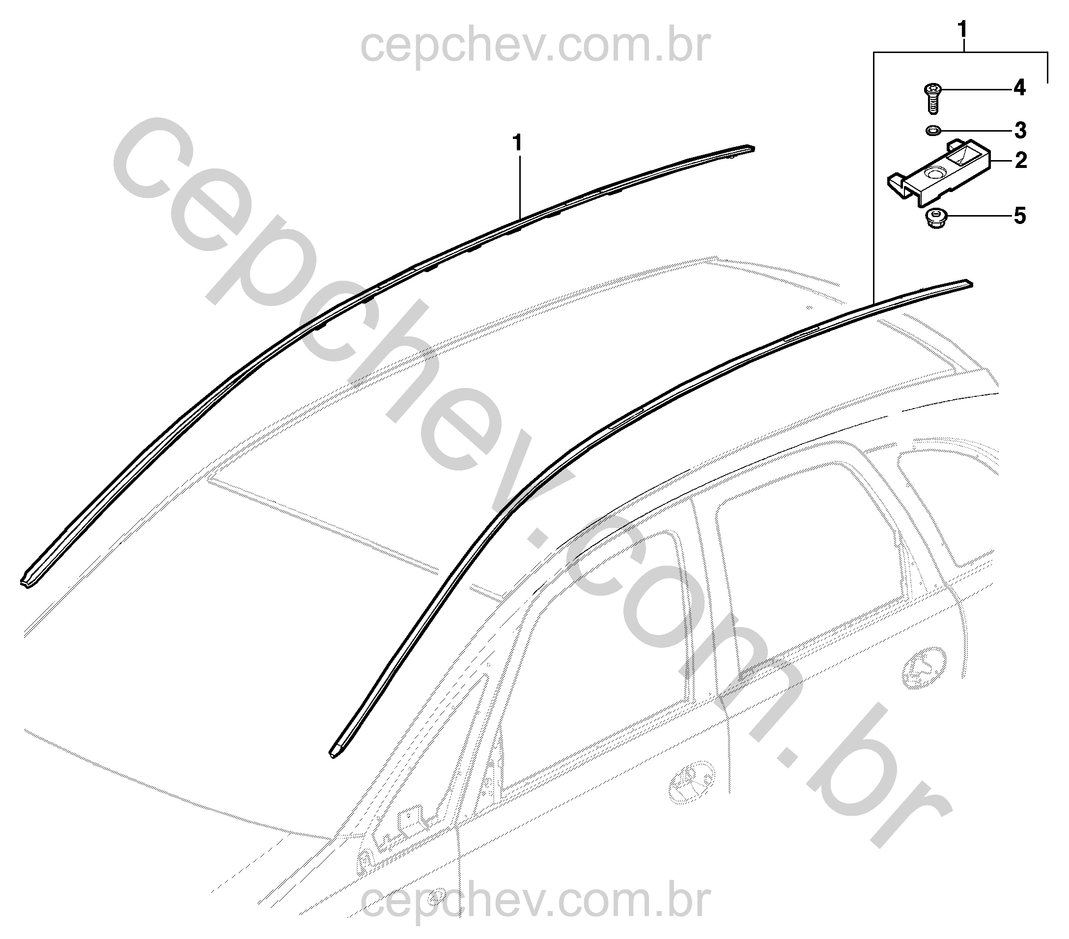 Acessórios e jogo de trilho do teto para Meriva