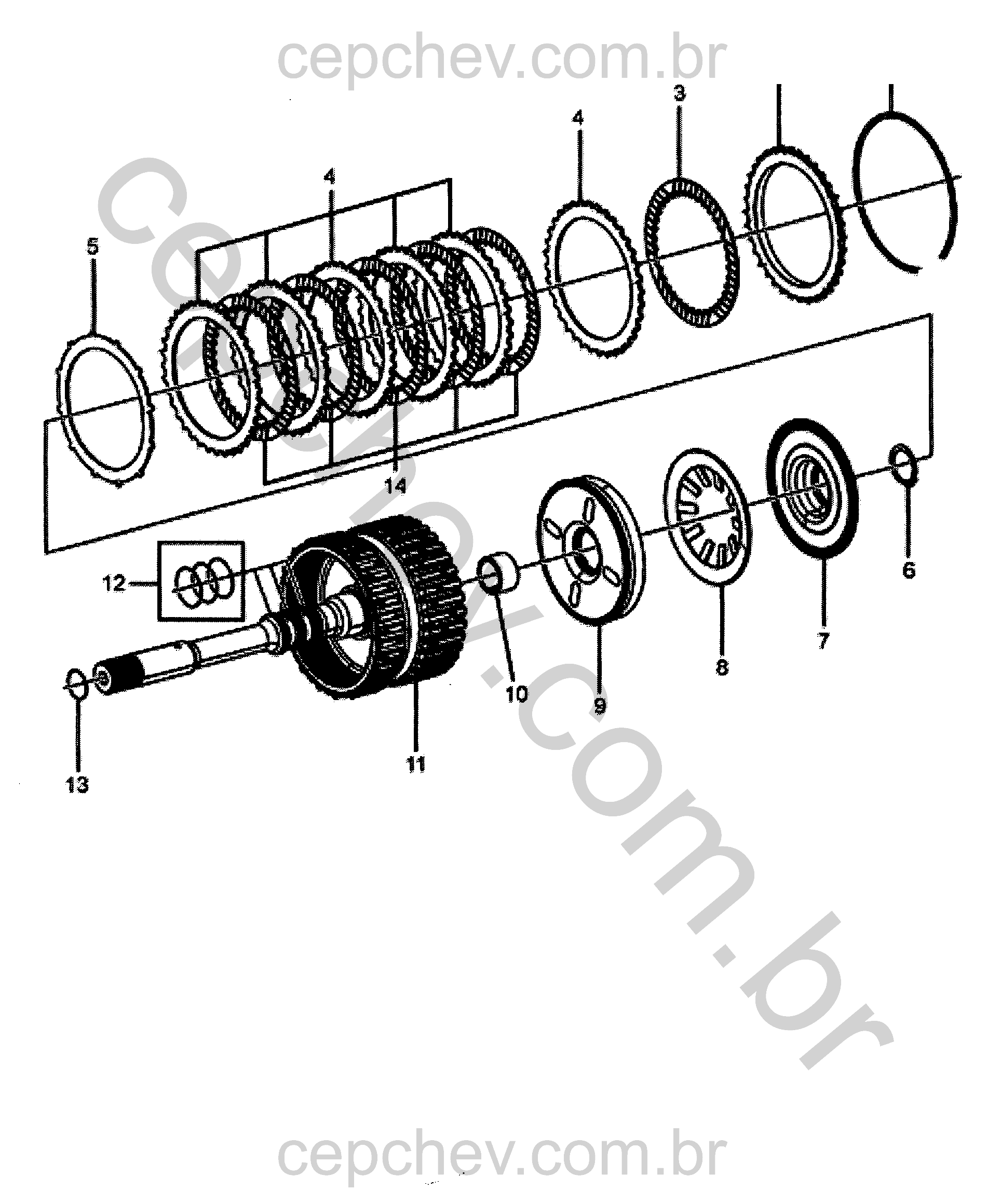 Transmissão automática com conjunto da embreagem 4-5-6 e eixo da turbina (MYB)