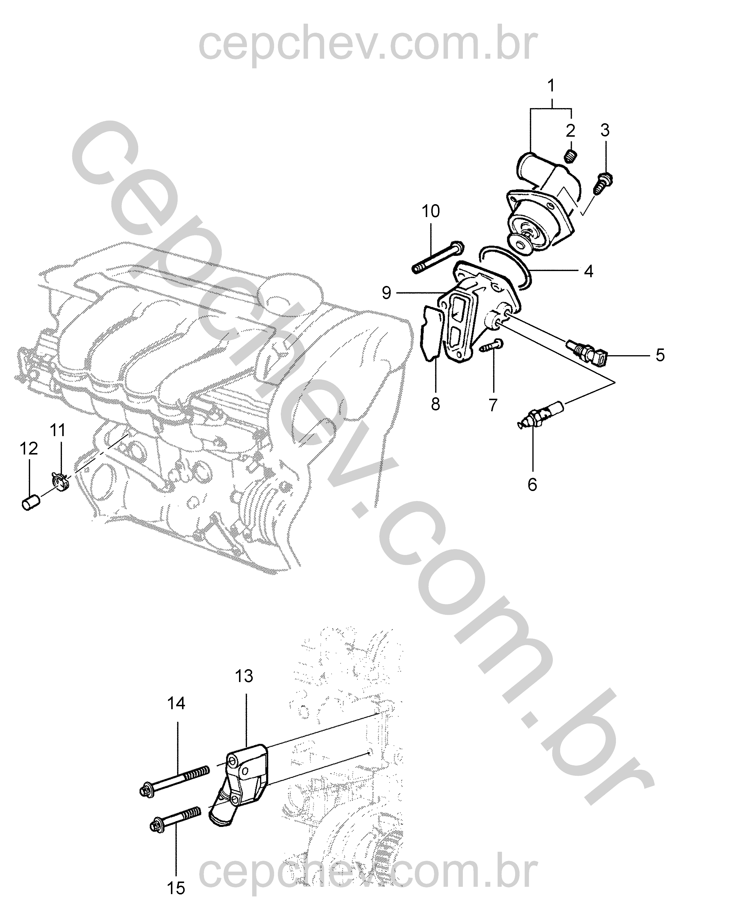 Bomba d’água e peças do sistema de arrefecimento do motor (1995–2009)