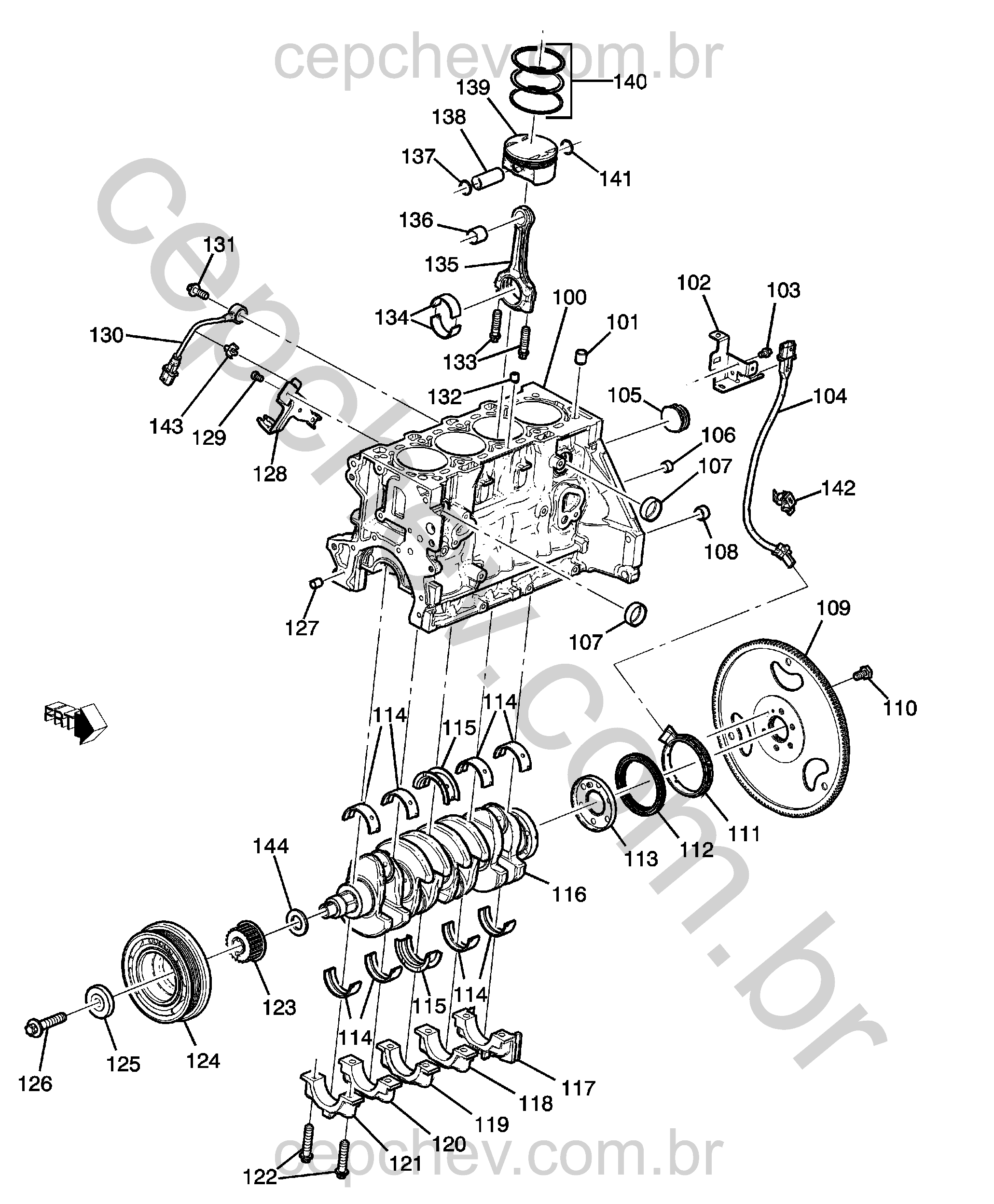 Motor 1.8L L4 peças internas e bloco (LFH/1.8W)