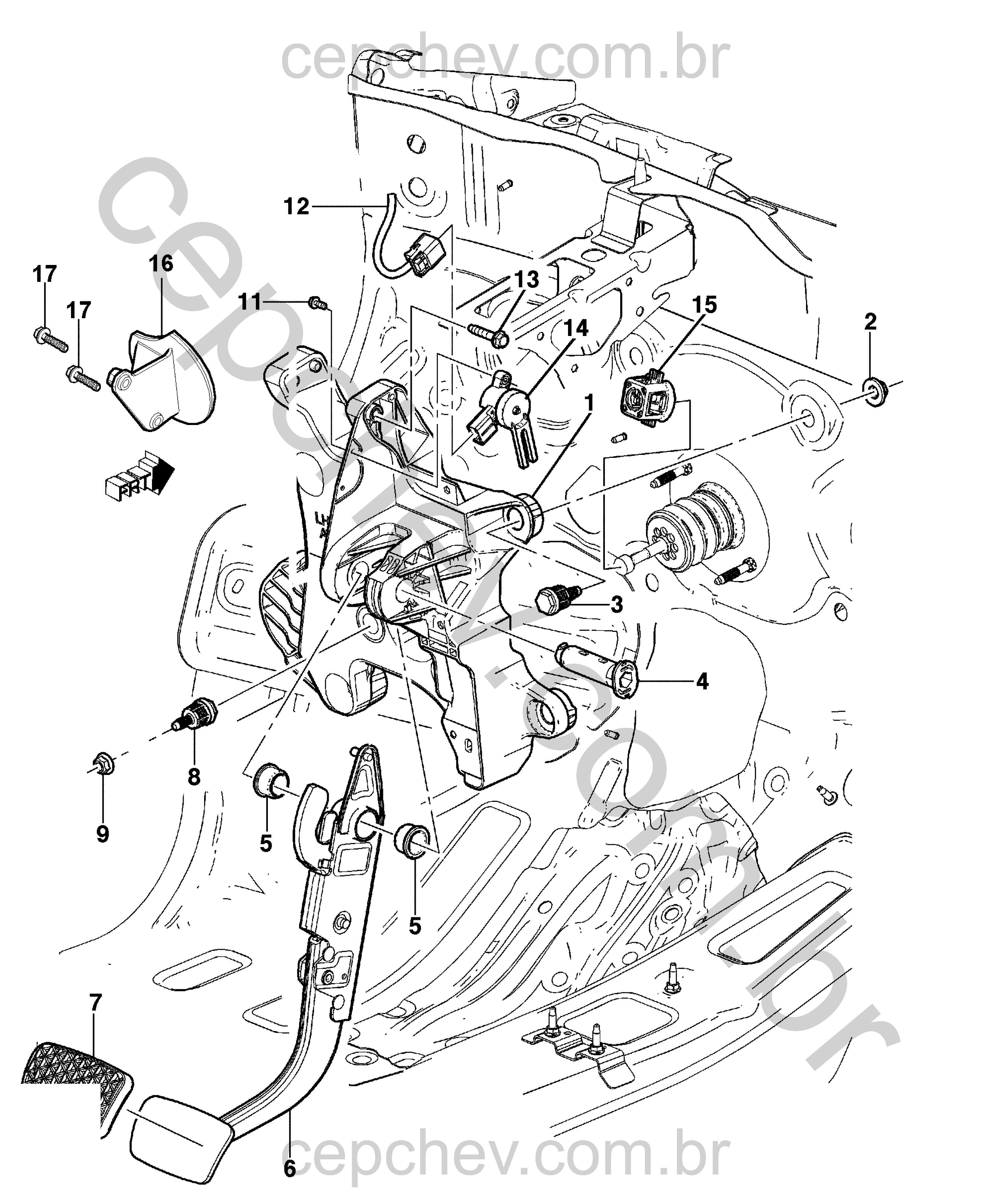Pedal freio e componentes para transmissão automática MH9