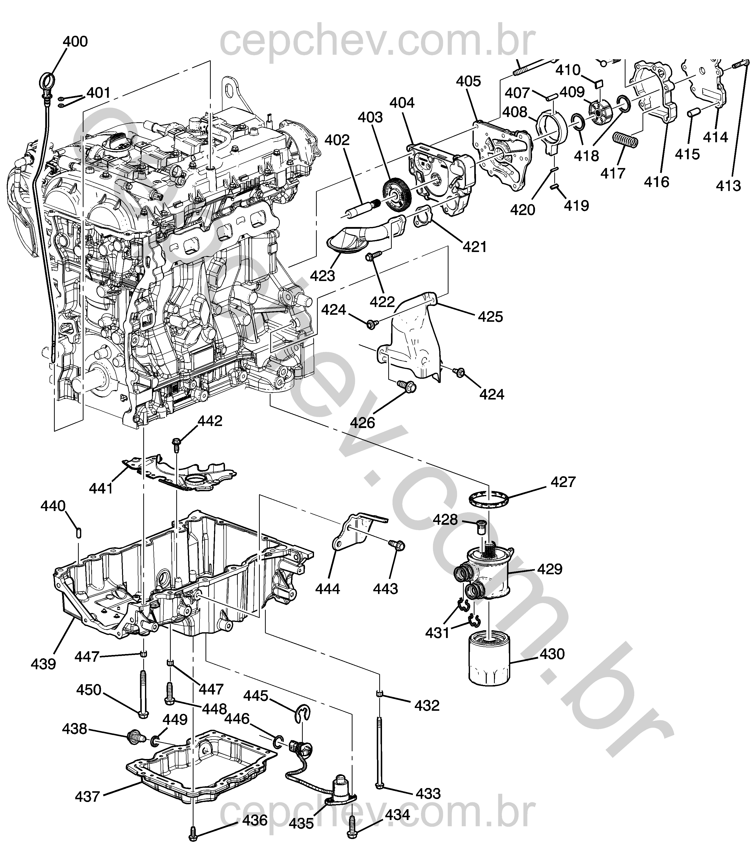 Bomba de óleo, cárter e peças relacionadas motor 2.0L L4 (LTG/2.0X) (2)