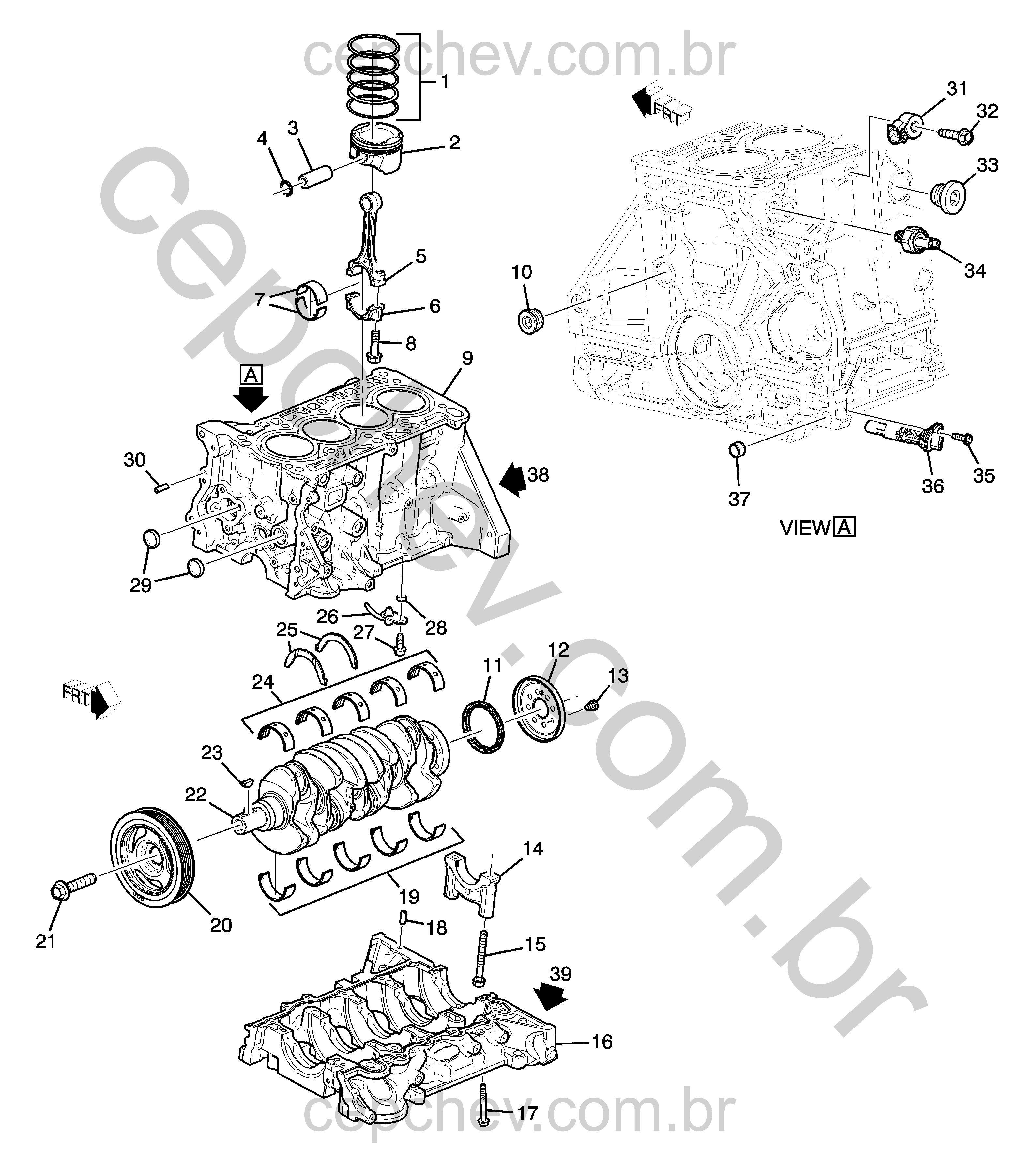 Conjunto motor 1.5L L4 bloco cilindros e peças relacionadas (LYT)