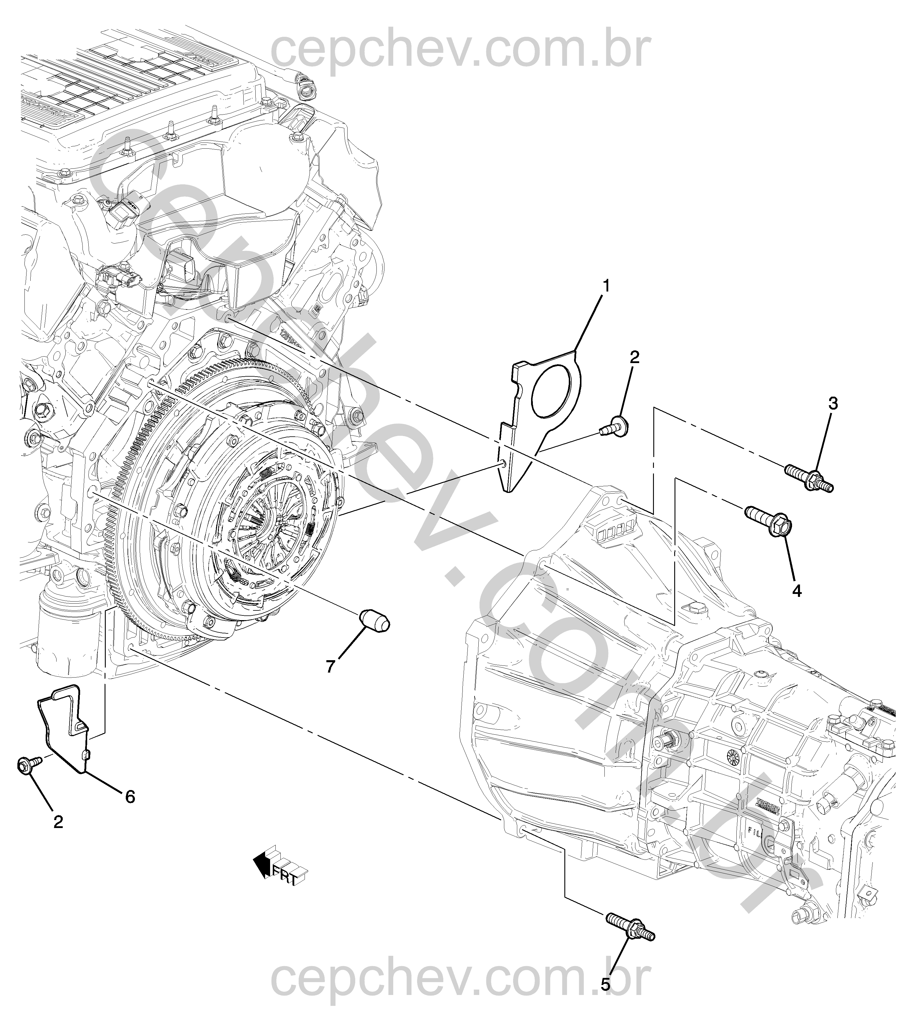 Fixação do motor e transmissão manual (LT4/6.2-6)