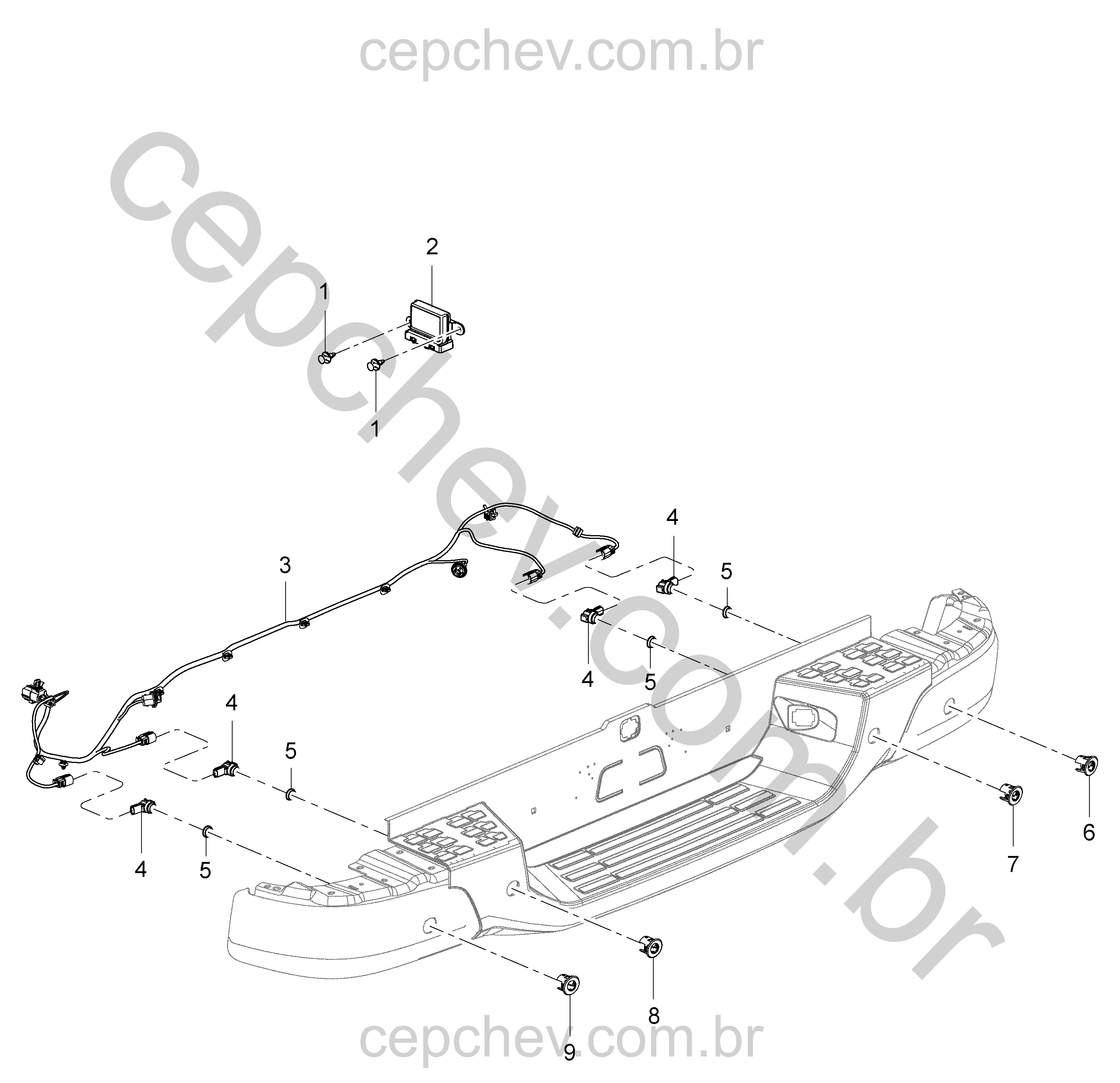 Sensor de ré e módulos de assistência ao estacionamento (UD5, UD7)