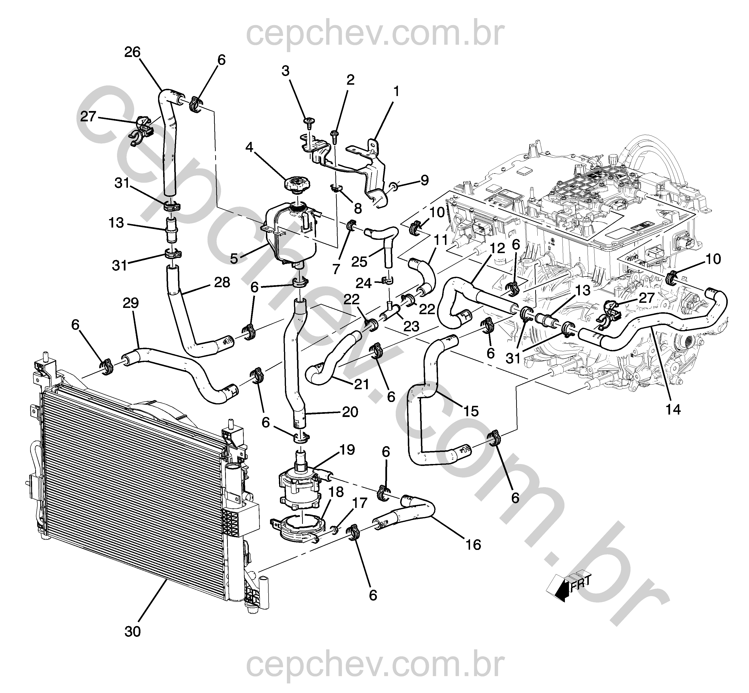 Arrefecimento módulo controle motor acionador (2017–2021)