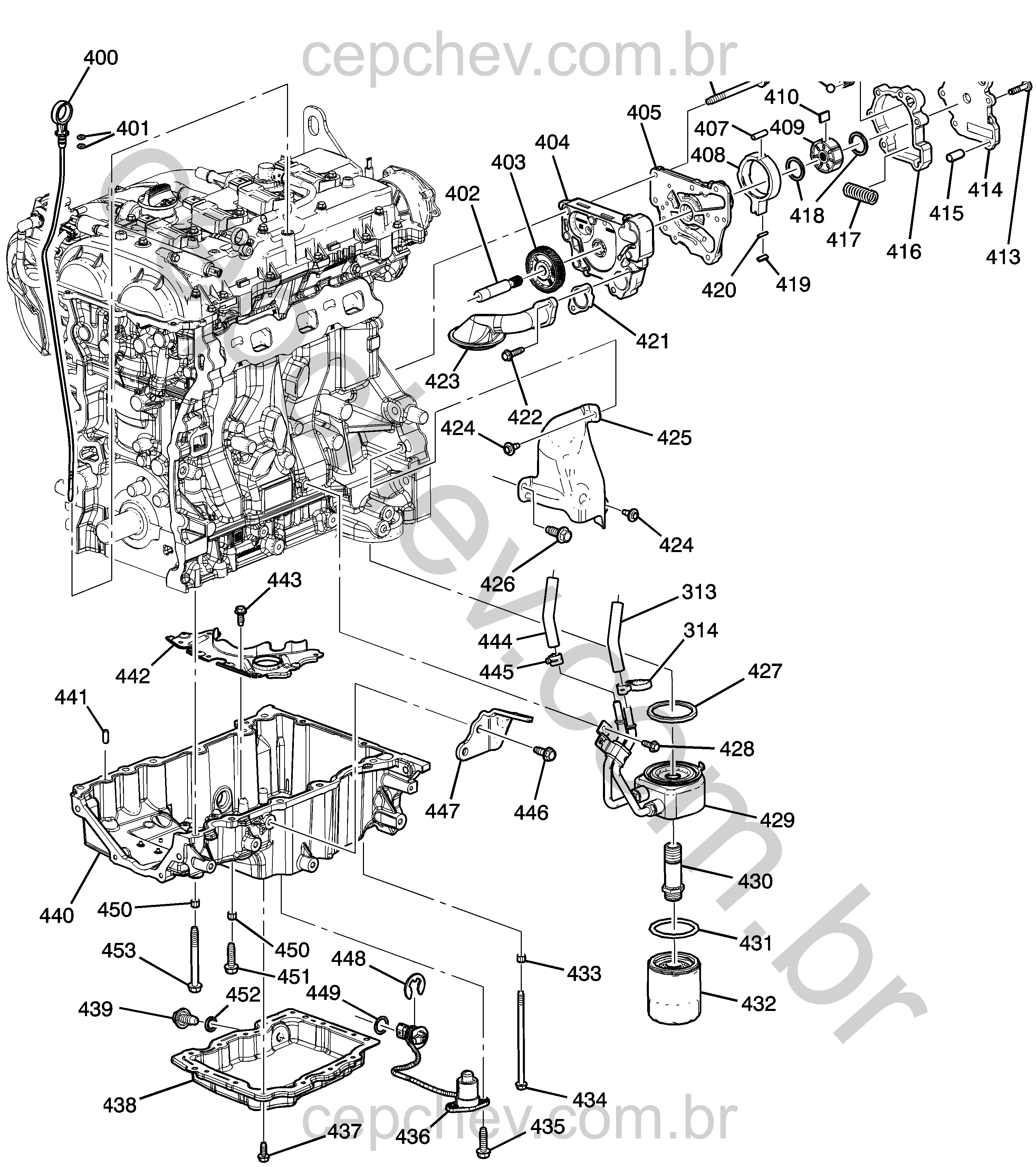 Bomba de óleo, cárter e peças relacionadas motor 2.0L L4 (LTG/2.0X) (1)