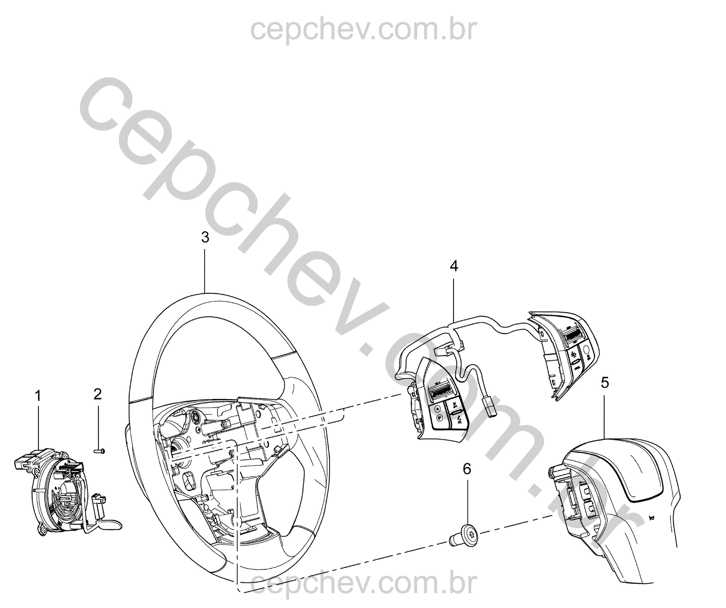 Volante de direção com controle de velocidade de cruzeiro e airbag