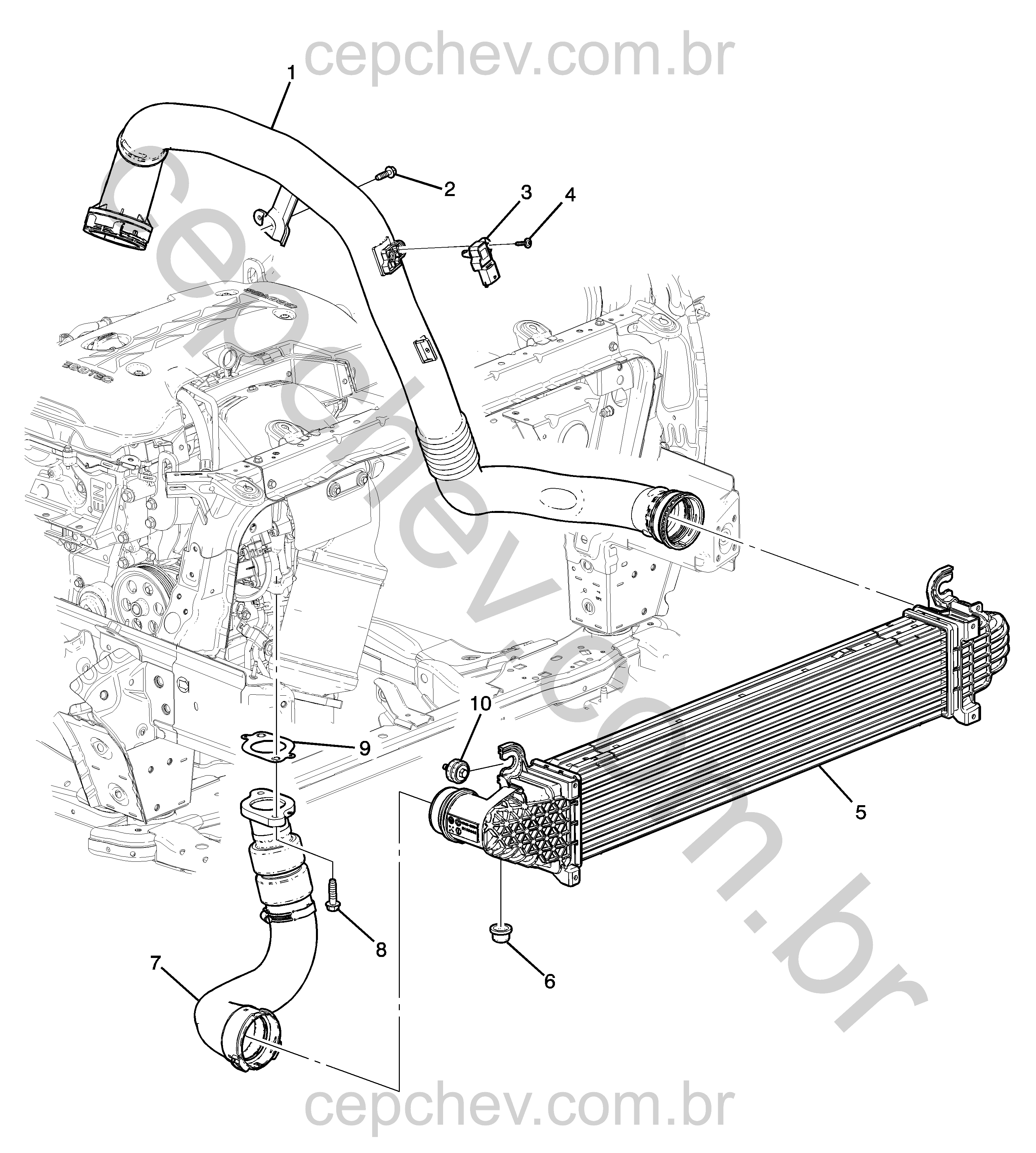Sistema intercooler do turbo alimentador (LTG/2.0X) (2018–2019)