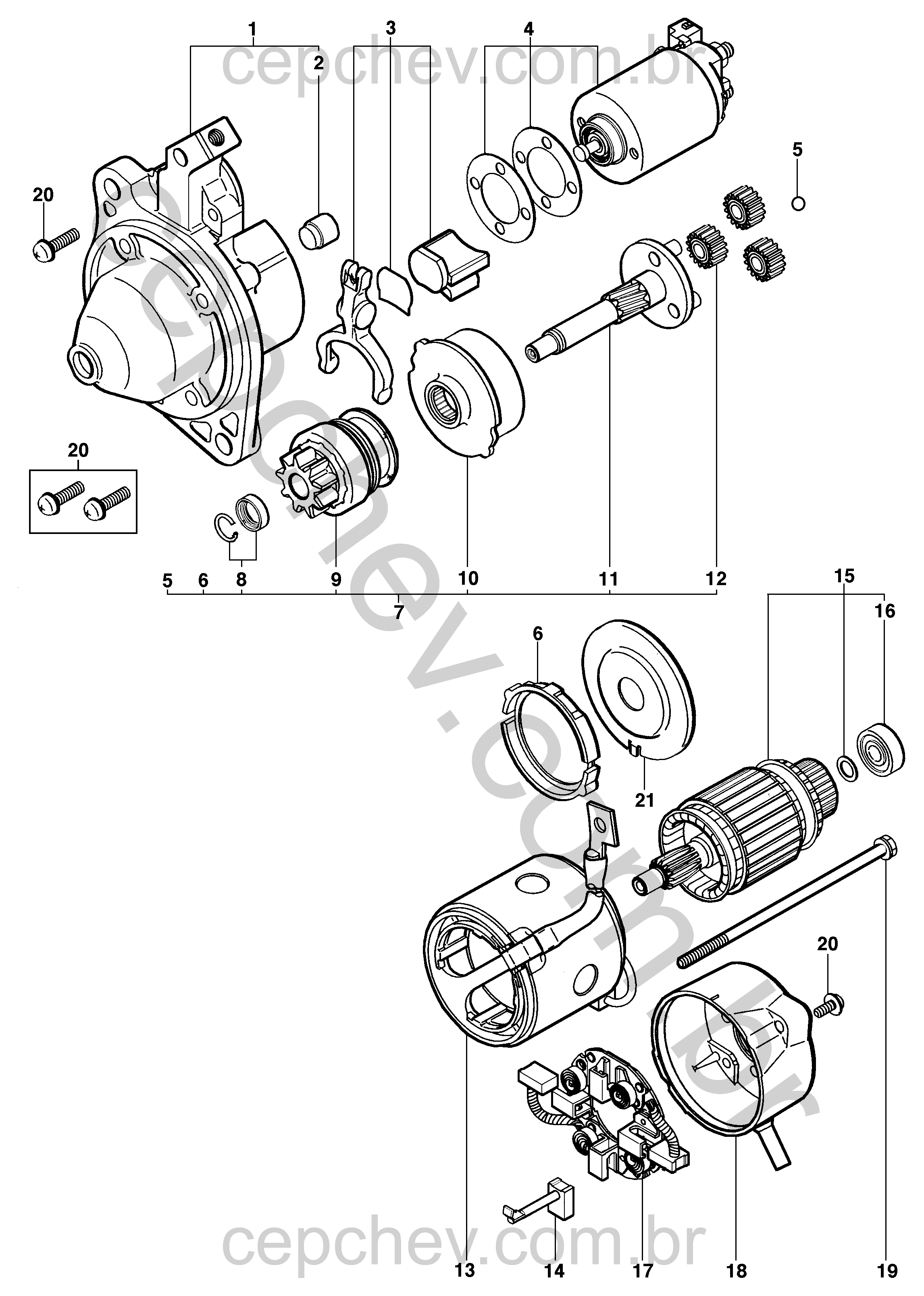 Componentes do motor de partida Melco/Mitsubishi para motor LJ6/LLK