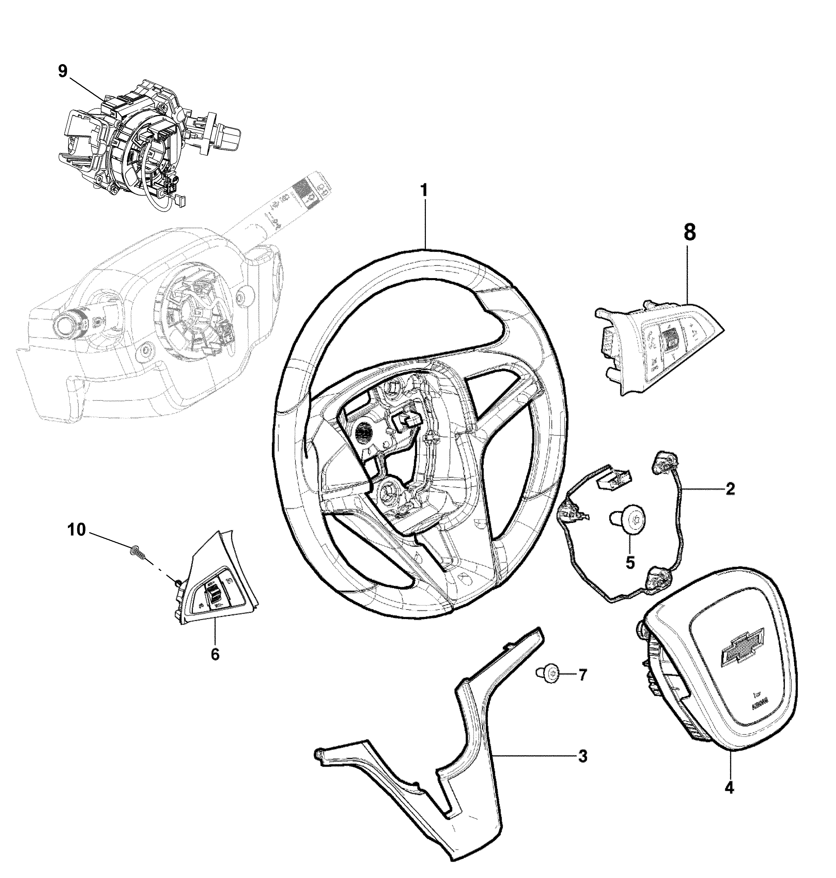 Volante direção com controle de cruzeiro, airbag e interruptores integrados