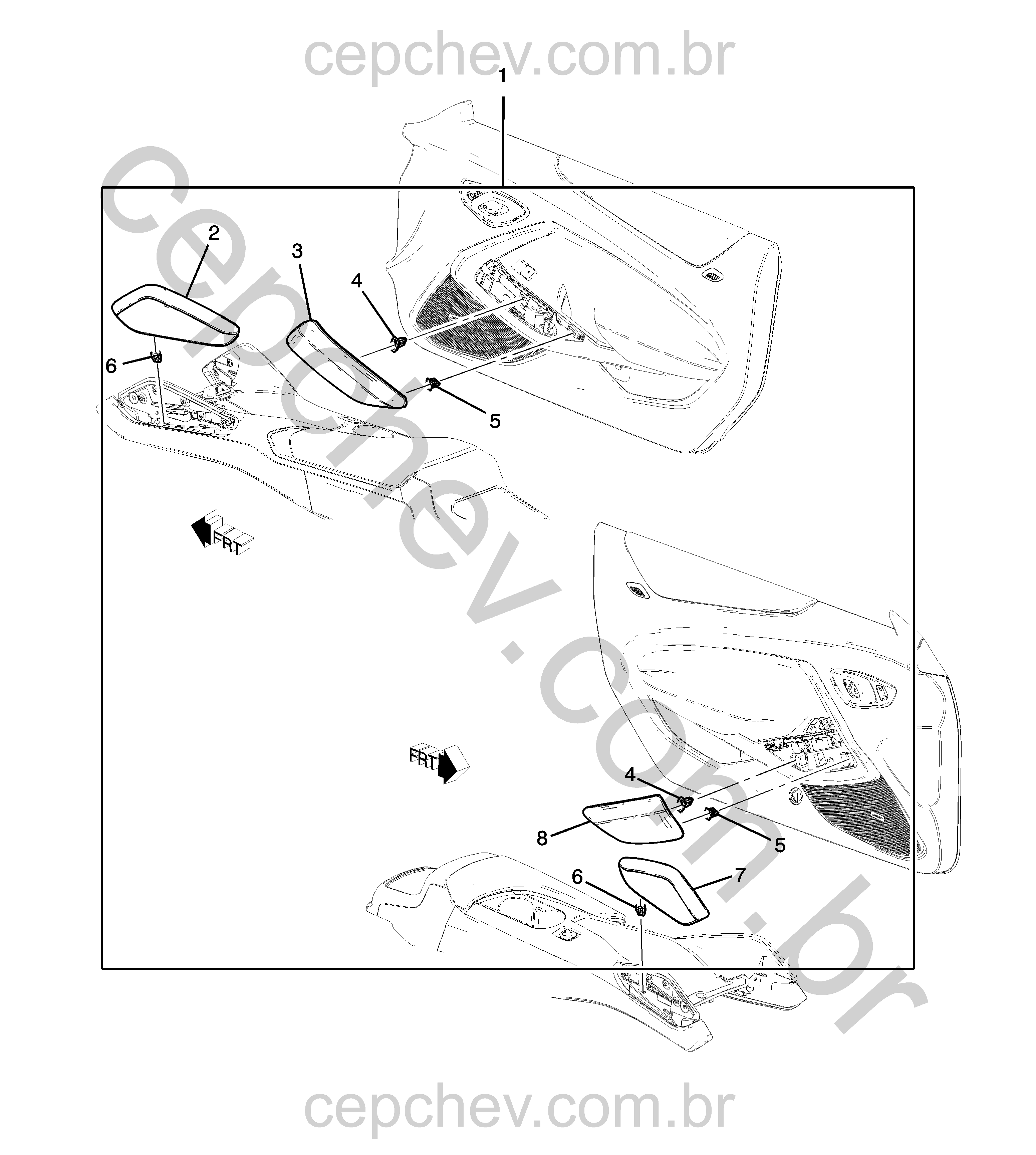 Console e acabamento interno do assoalho dianteiro com apoio de braço