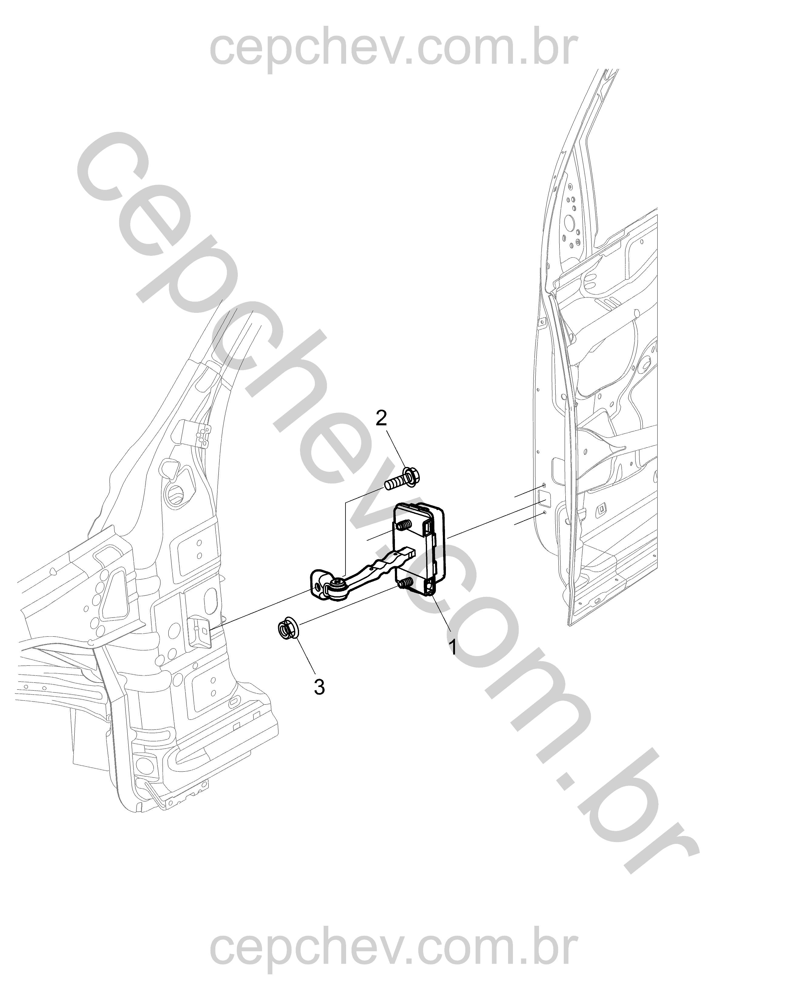 Porta dianteira lateral e articulação limitador