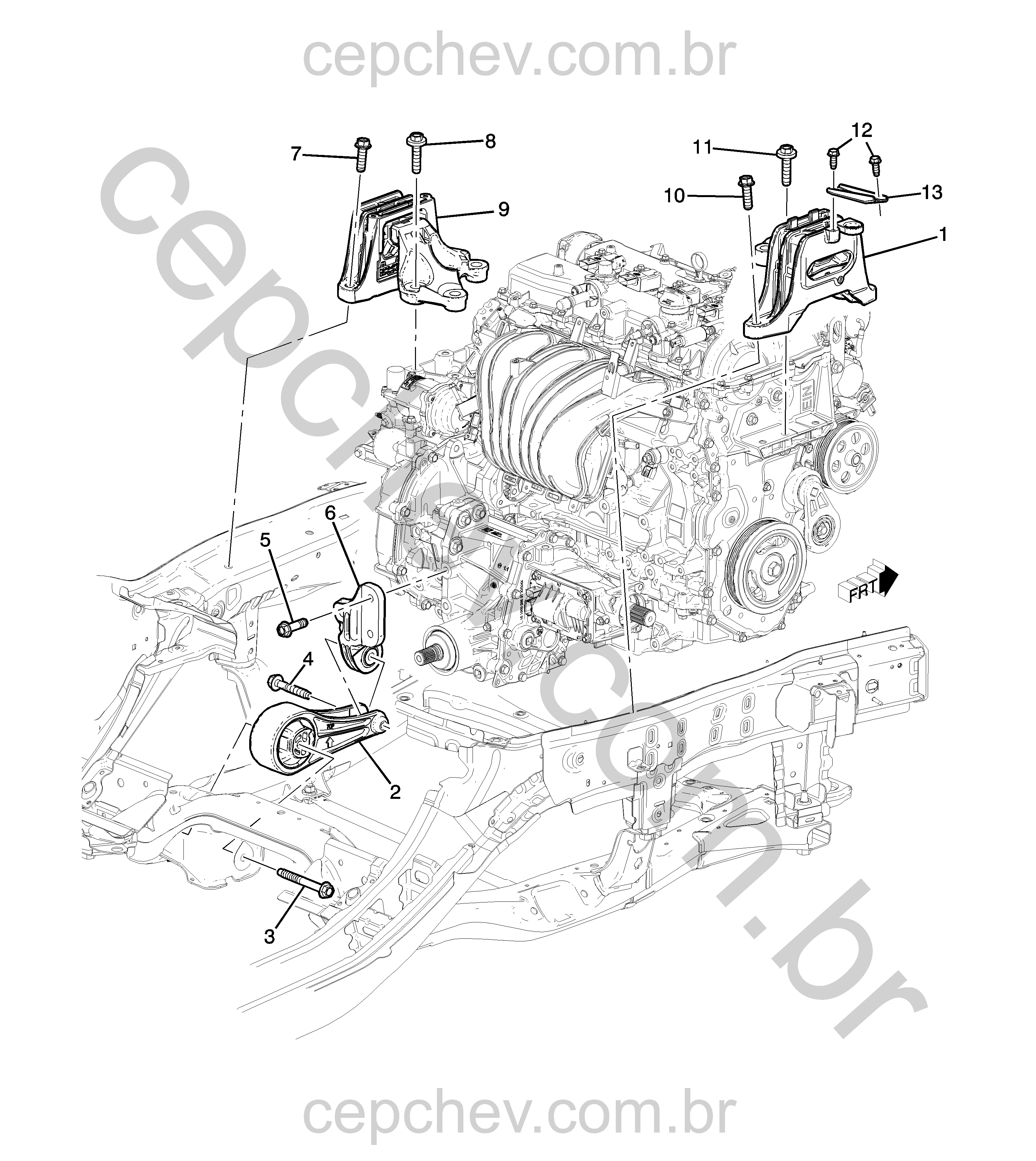 Montagem motor e transmissão 2.0X automático (2019–2021)