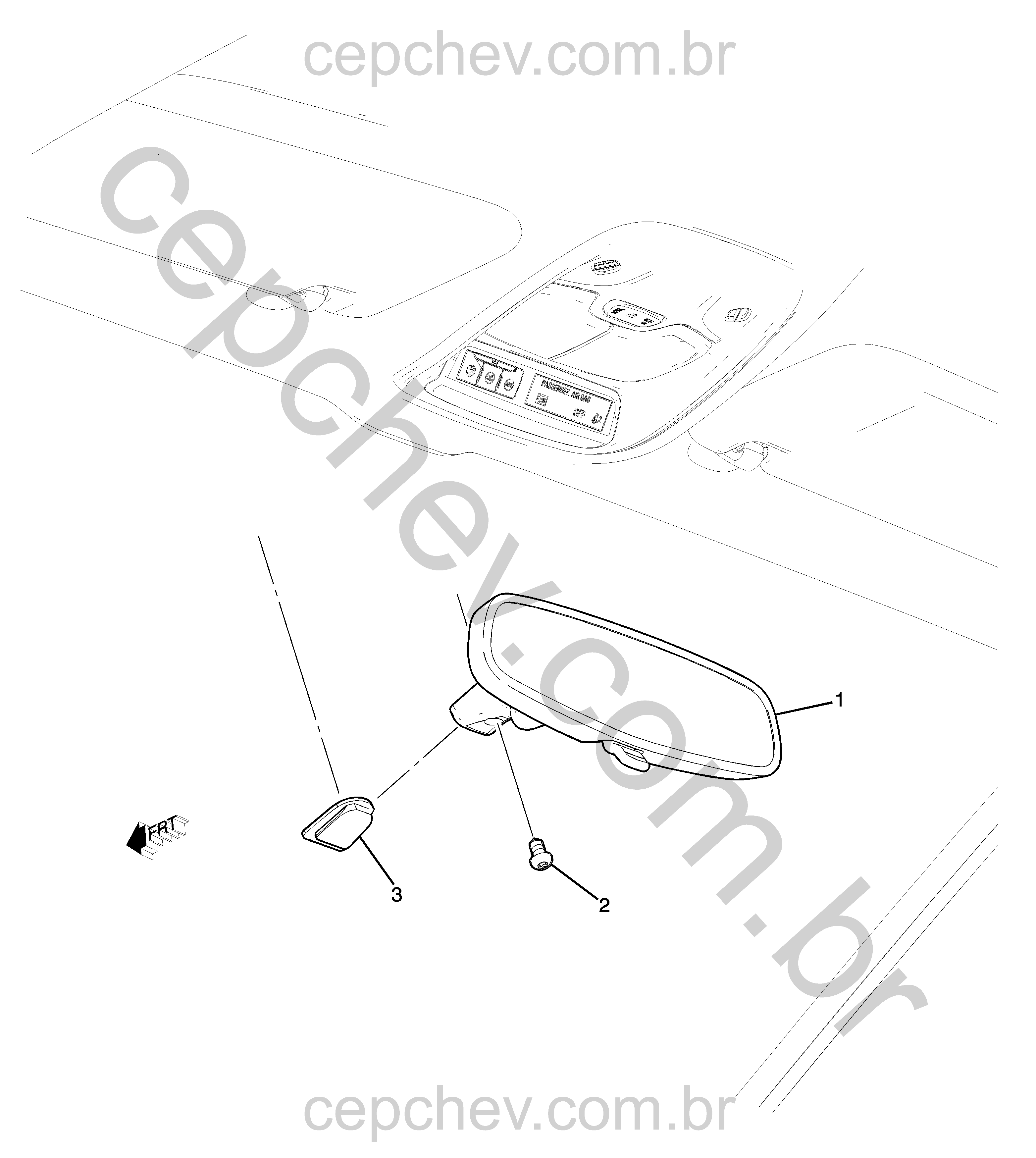 Espelho retrovisor interno manual (2022–2023)