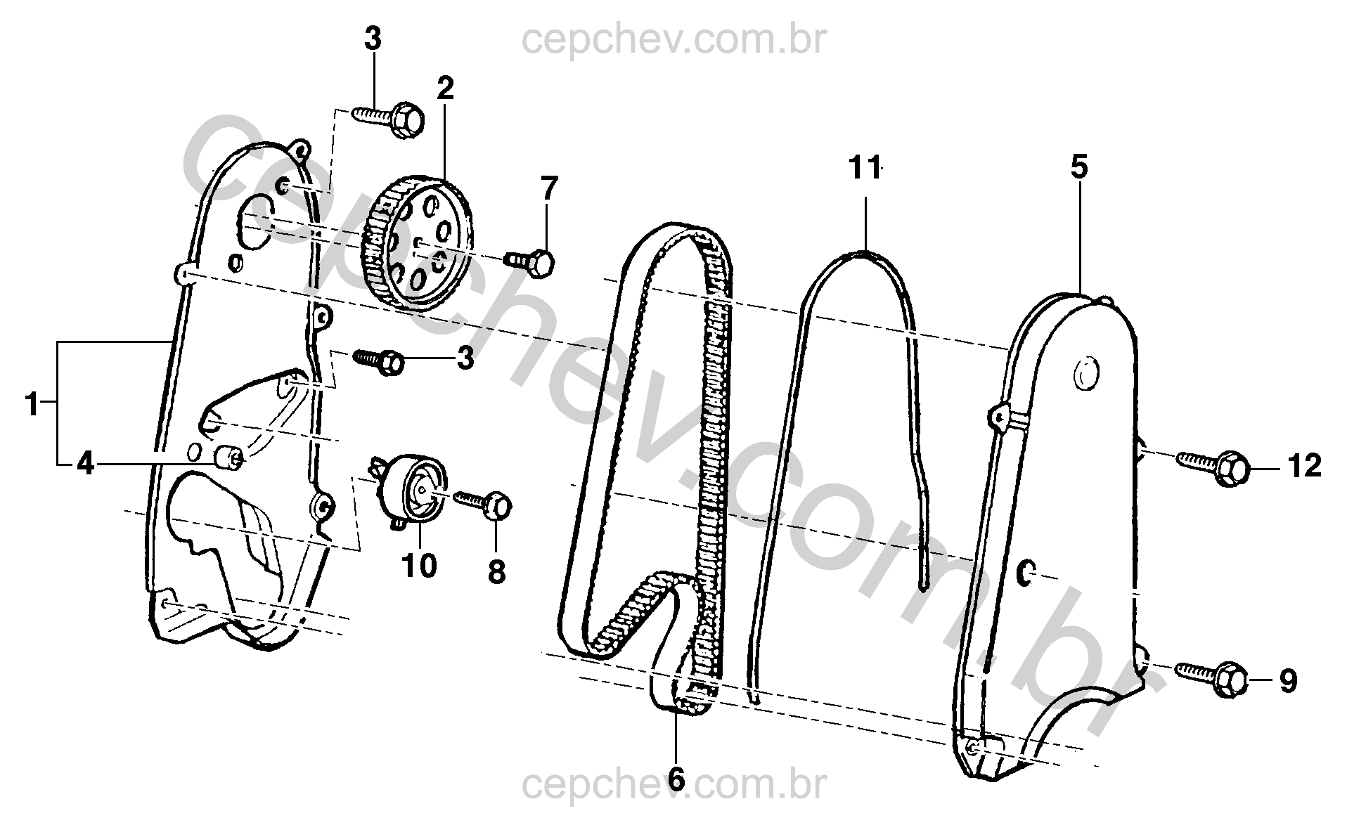 Conjunto motor 2.4L L4 com correia e tampa da distribuição
