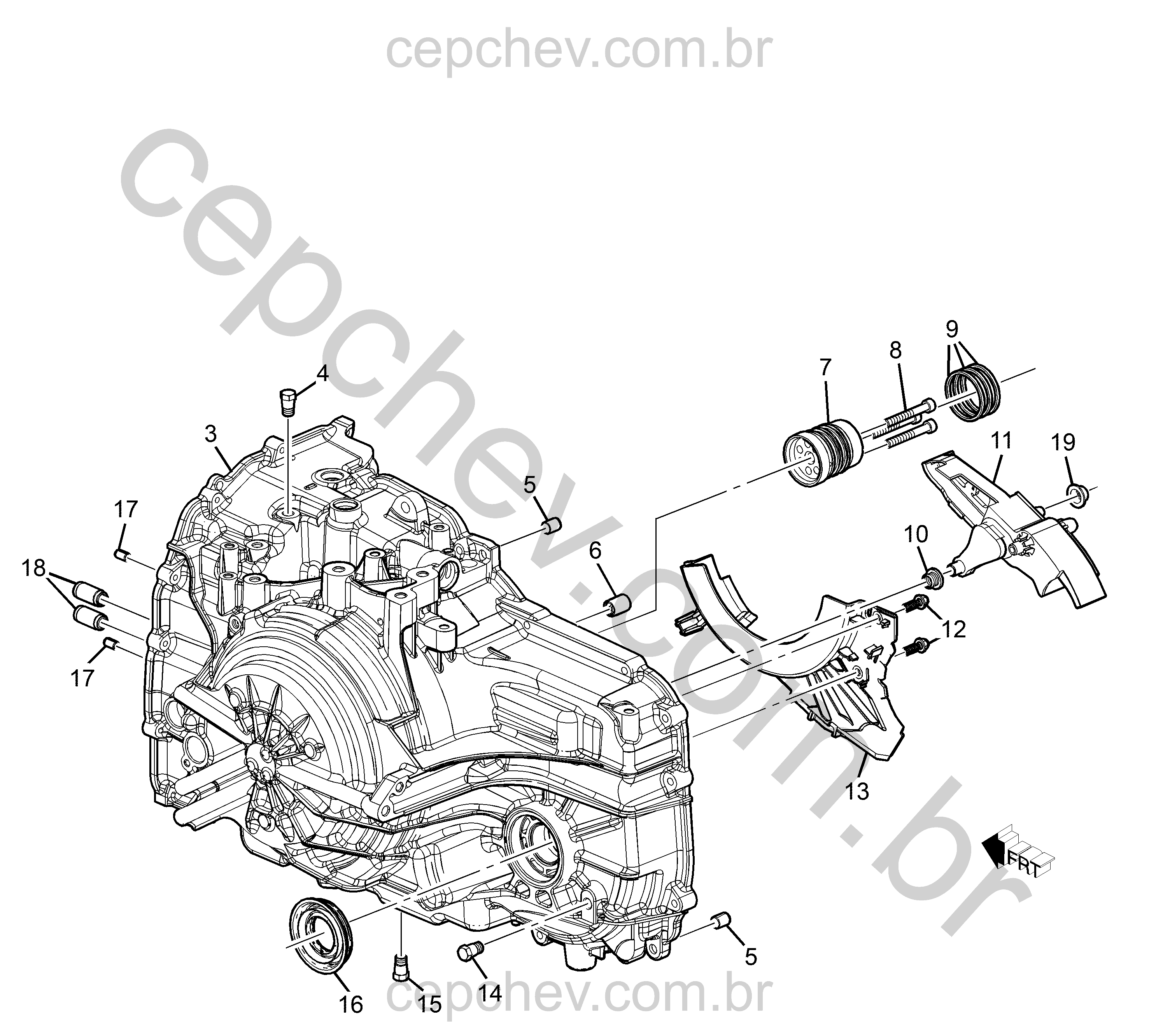 Transmissão automática conjunto caixa com vedação, suporte e componentes internos