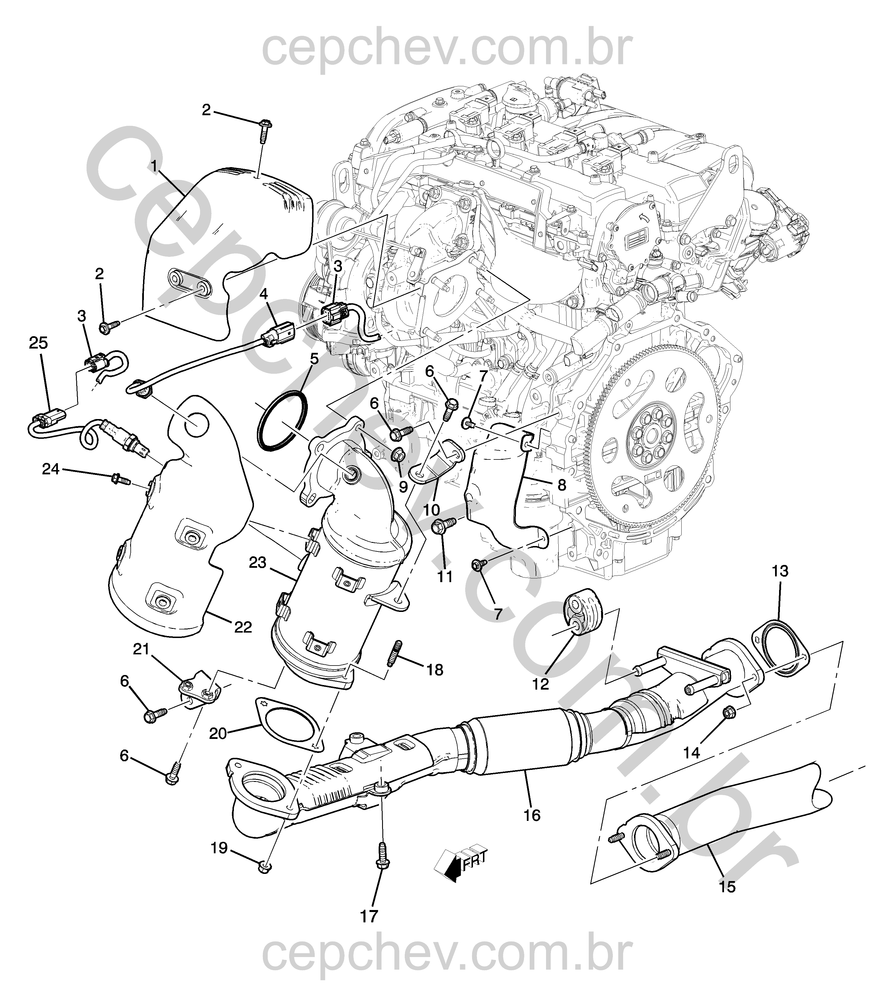 Sistema de escapamento dianteiro (LTG/2.0X) (2020–2021) XJ26
