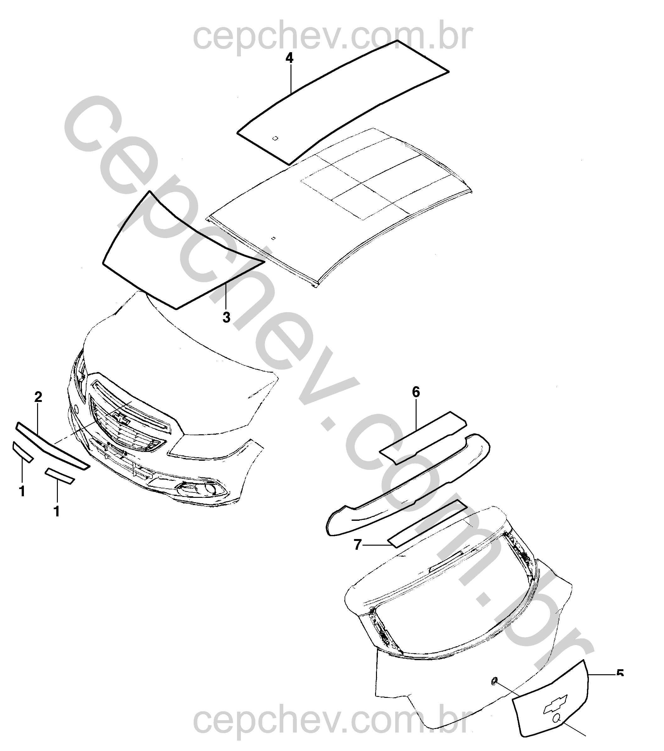 Pacote decalque lateral carroceria e para-brisa (2013–2019) JE48