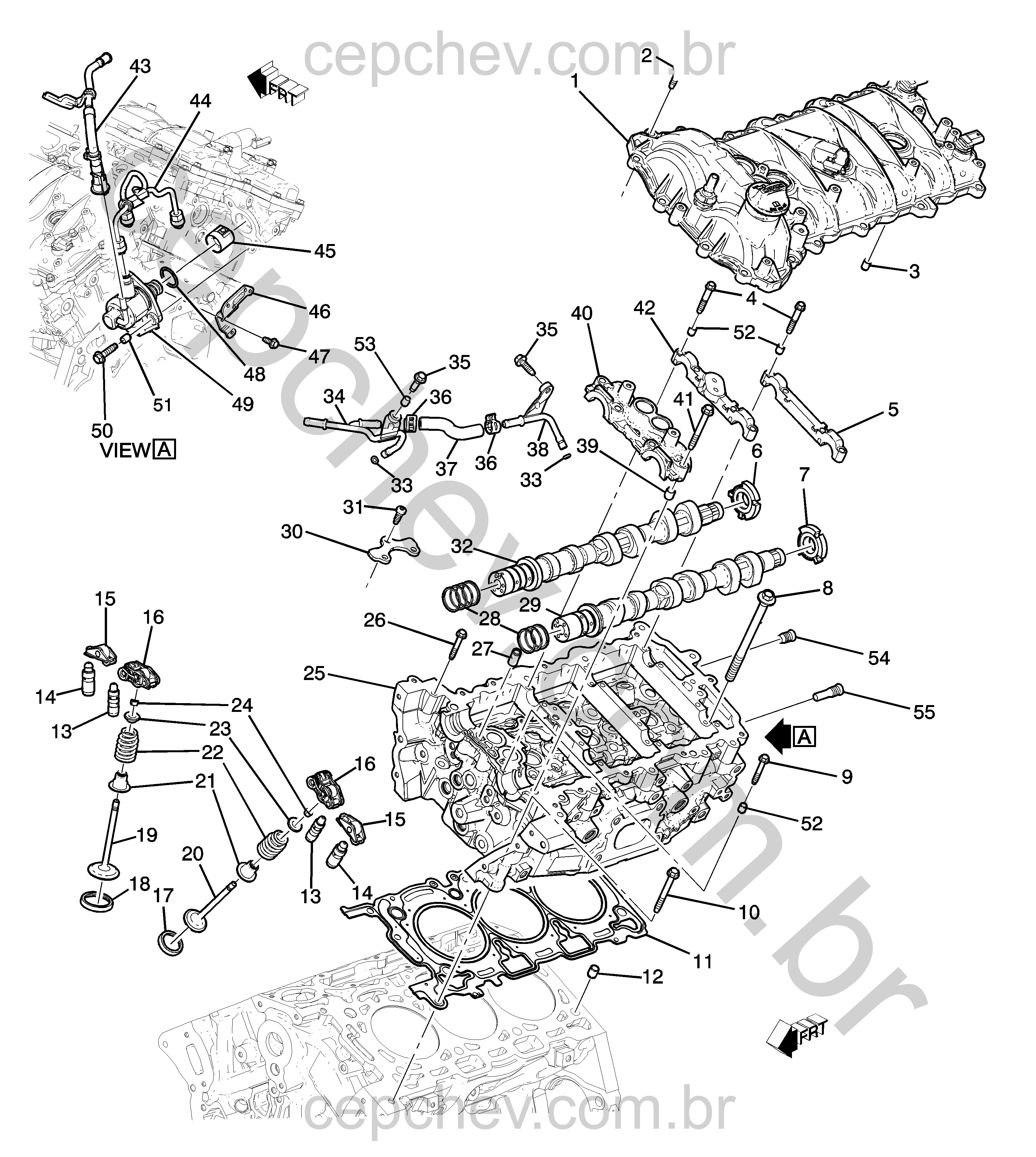 Conjunto motor 3.6L L6 cabeçote, cilindro e peças relacionadas (2020–2024)