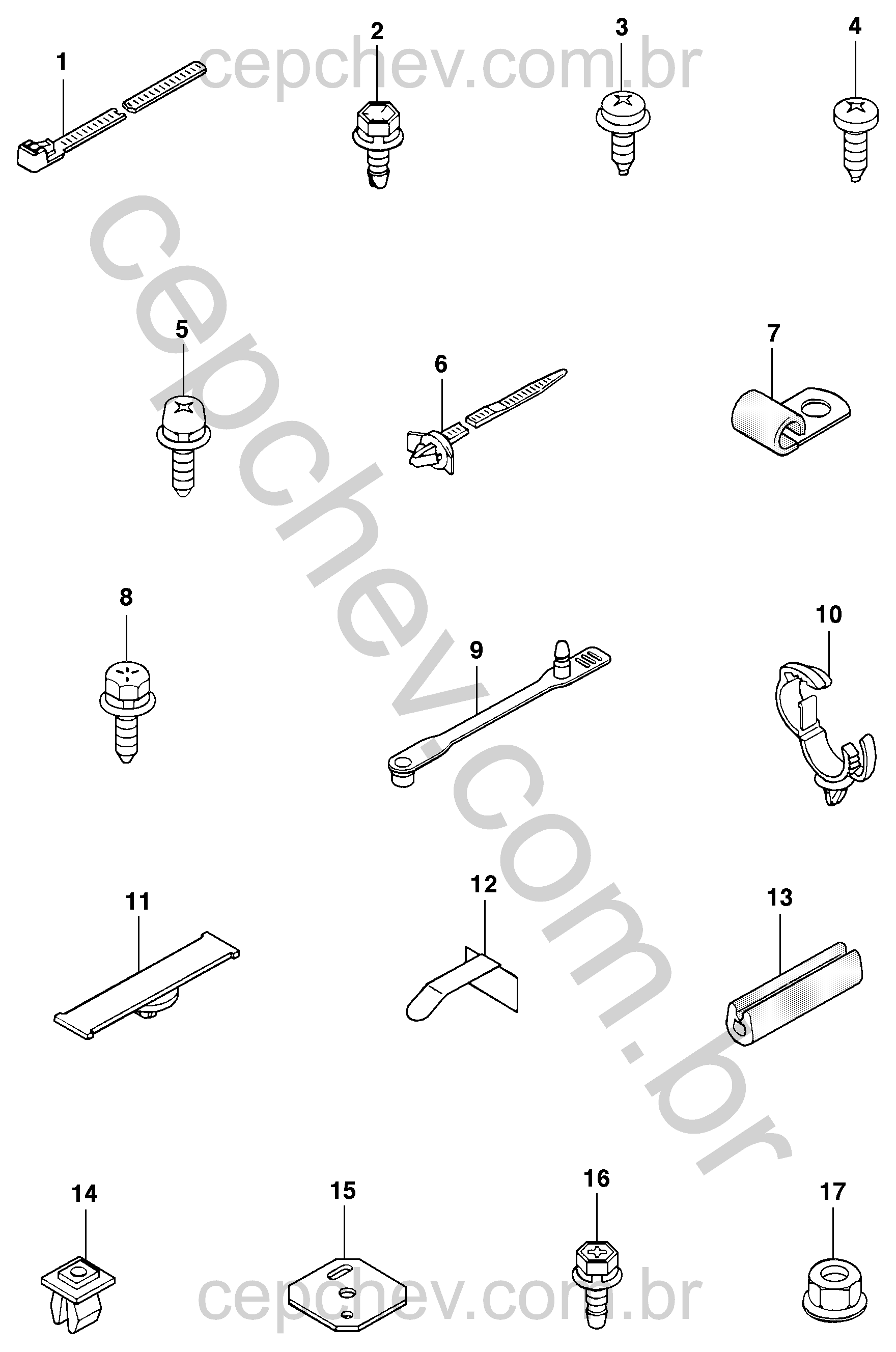 Fixação e suporte dos chicotes elétricos do modelo 15