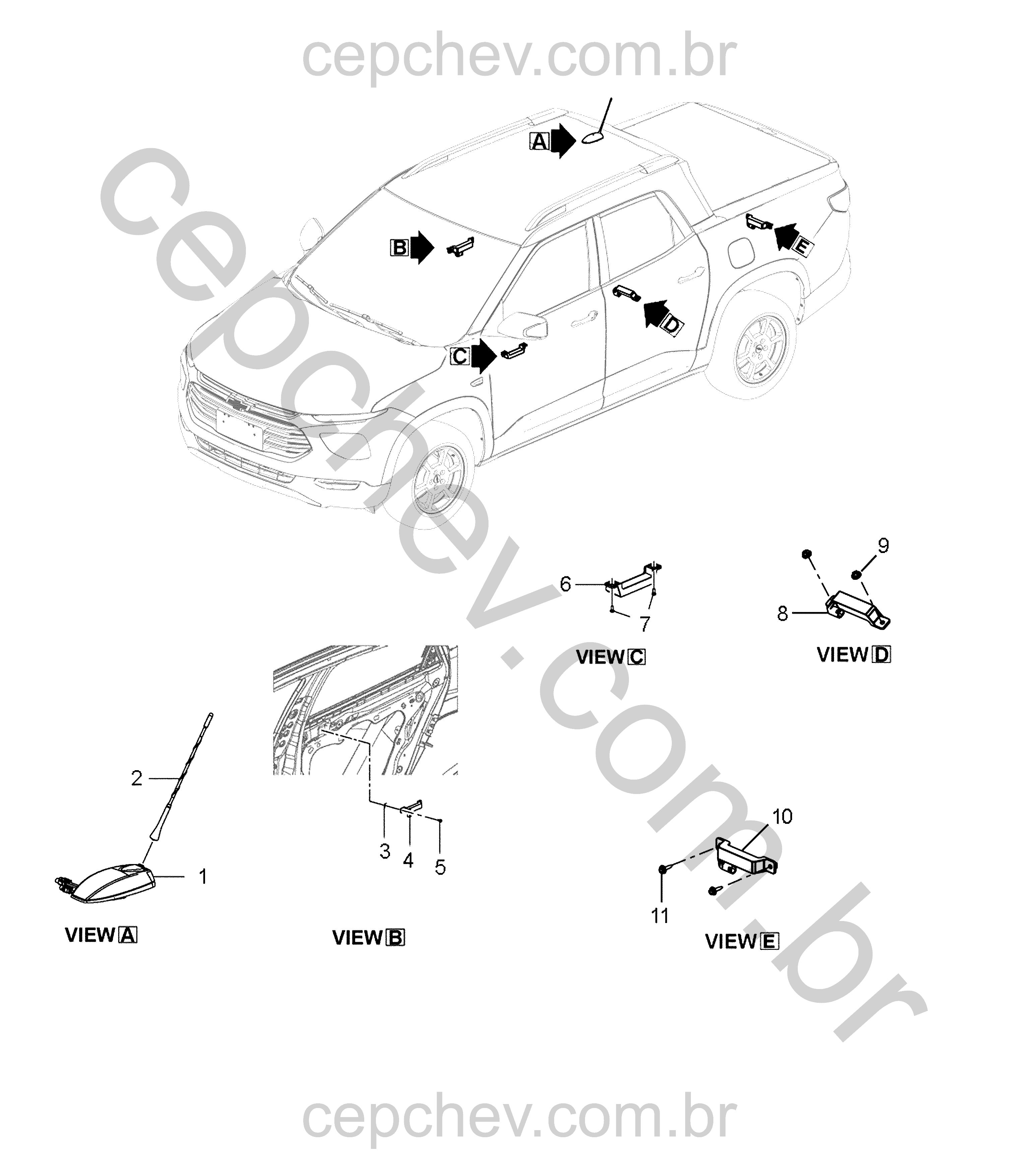Antena e base para rádio, GPS, GLONASS e sistema LTE