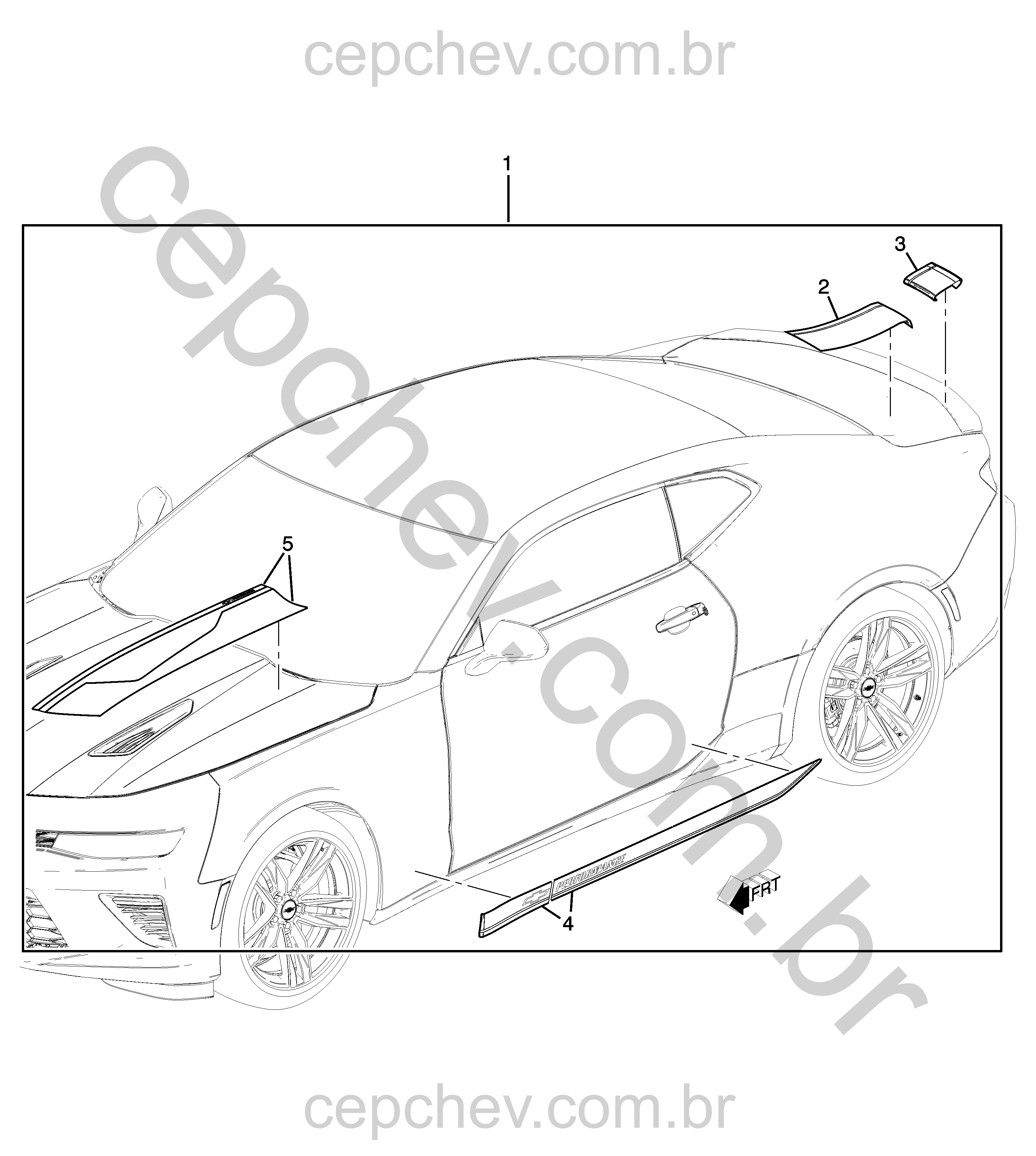 Faixas e carroceria com decalques de desempenho V8 (2016–2018) (1)