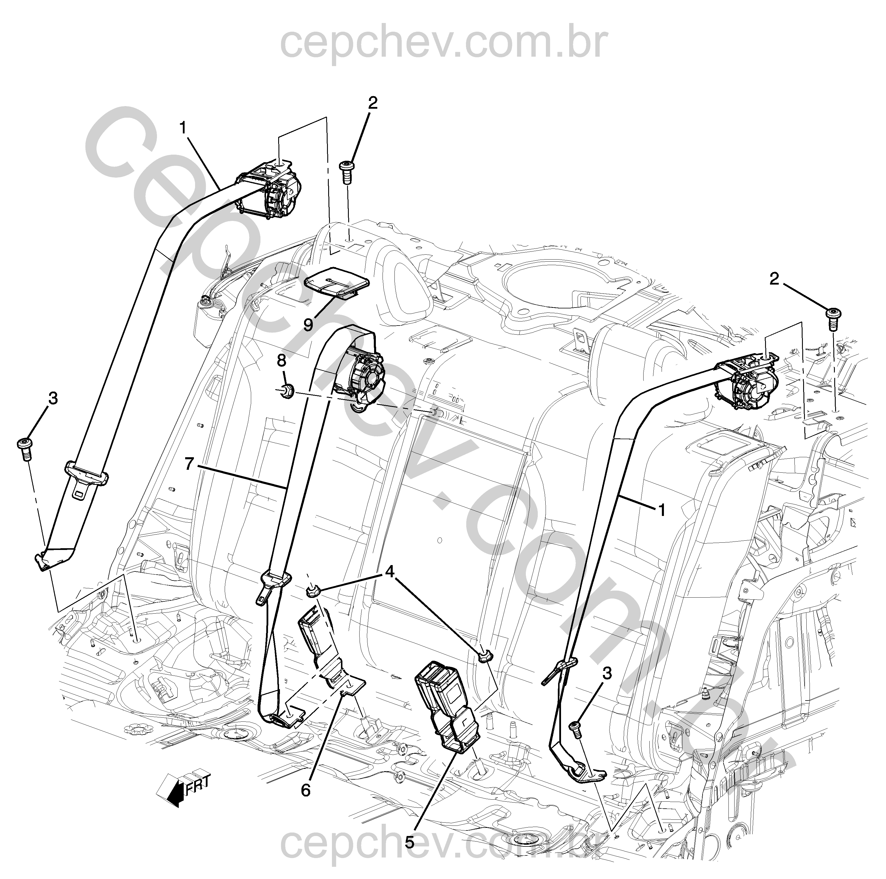 Cintos de segurança para banco traseiro (urbano claro e preto ônix)