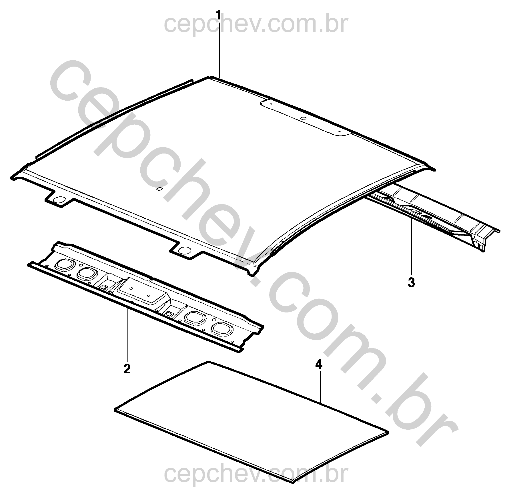 Painel do teto e travessas para pick-up
