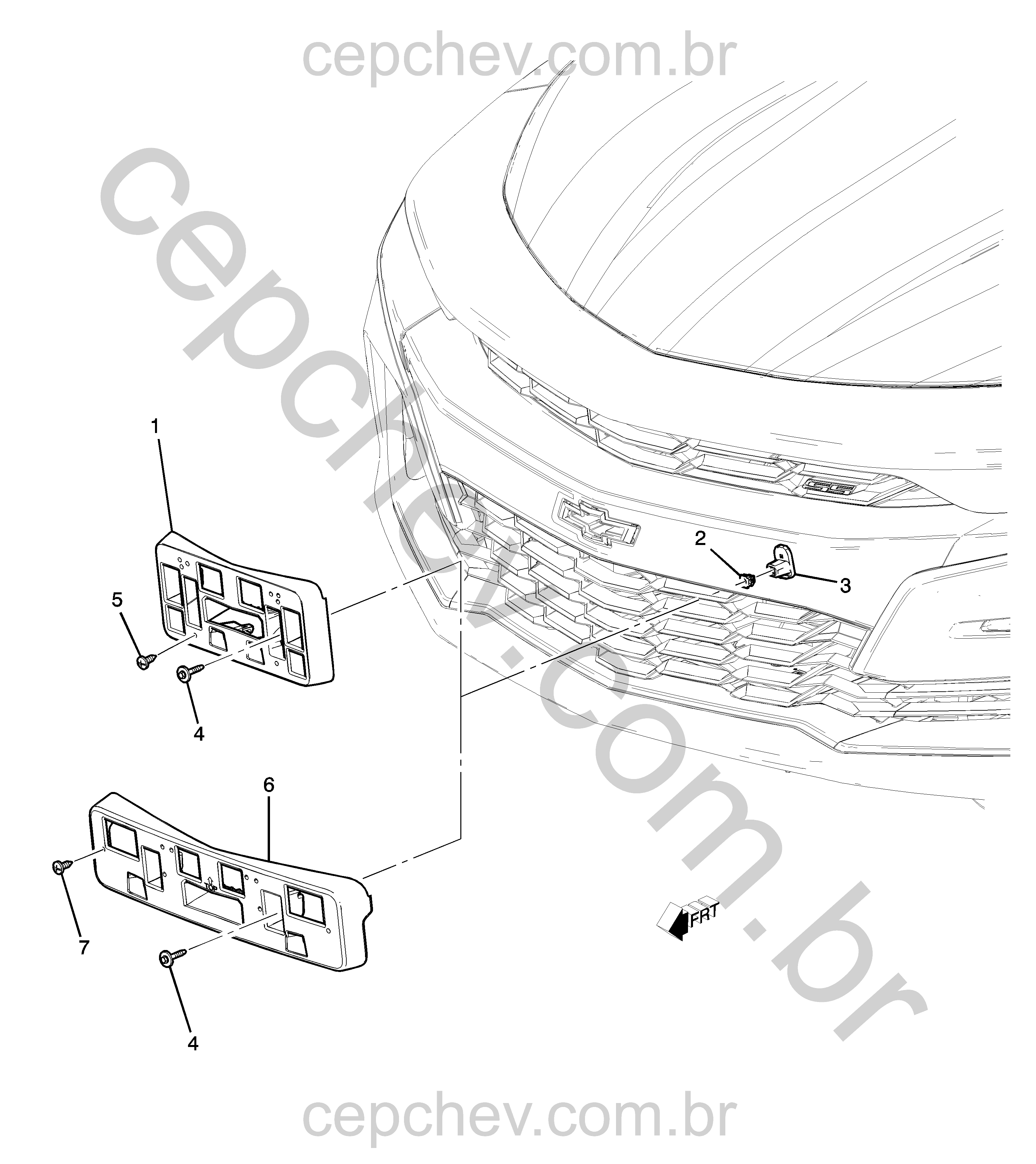 Fixação e suporte para placa dianteira (Mercado MAS, MBR)