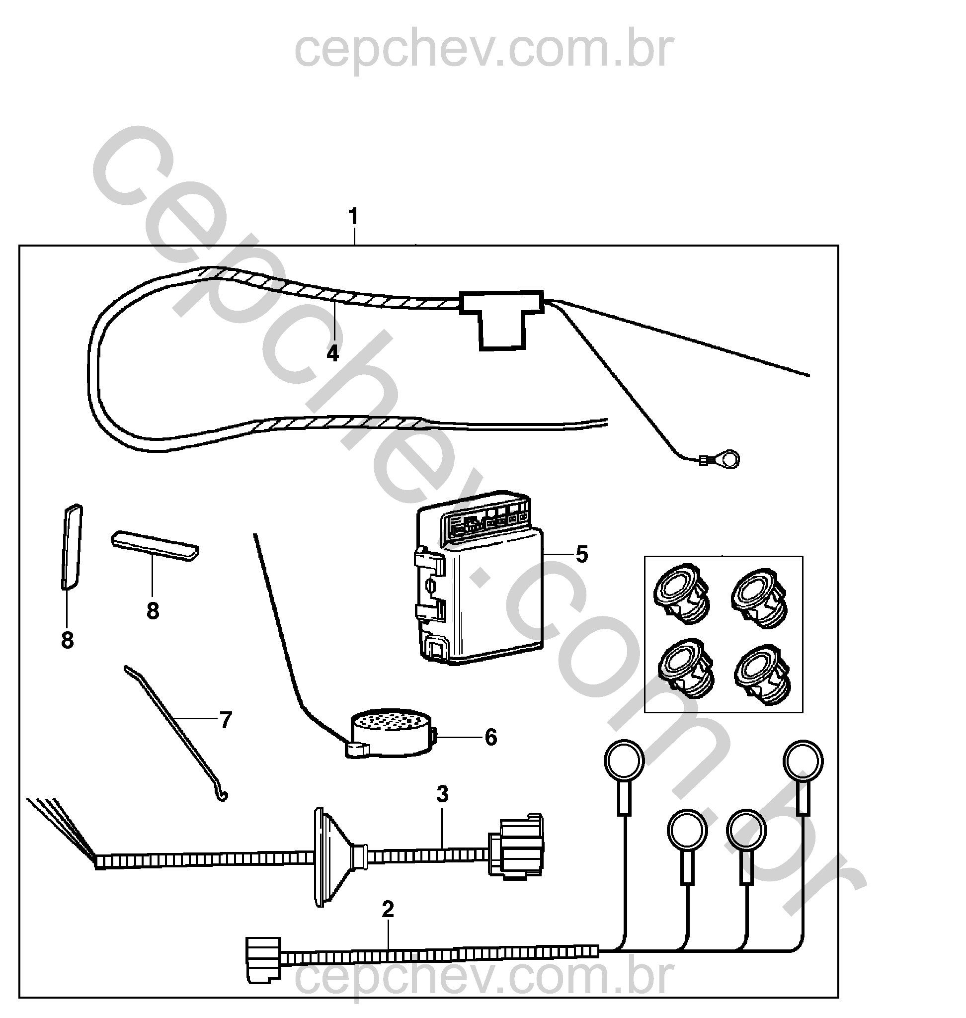 Pacote acessórios sensor de objeto traseiro (2011–2014) com módulo e controle