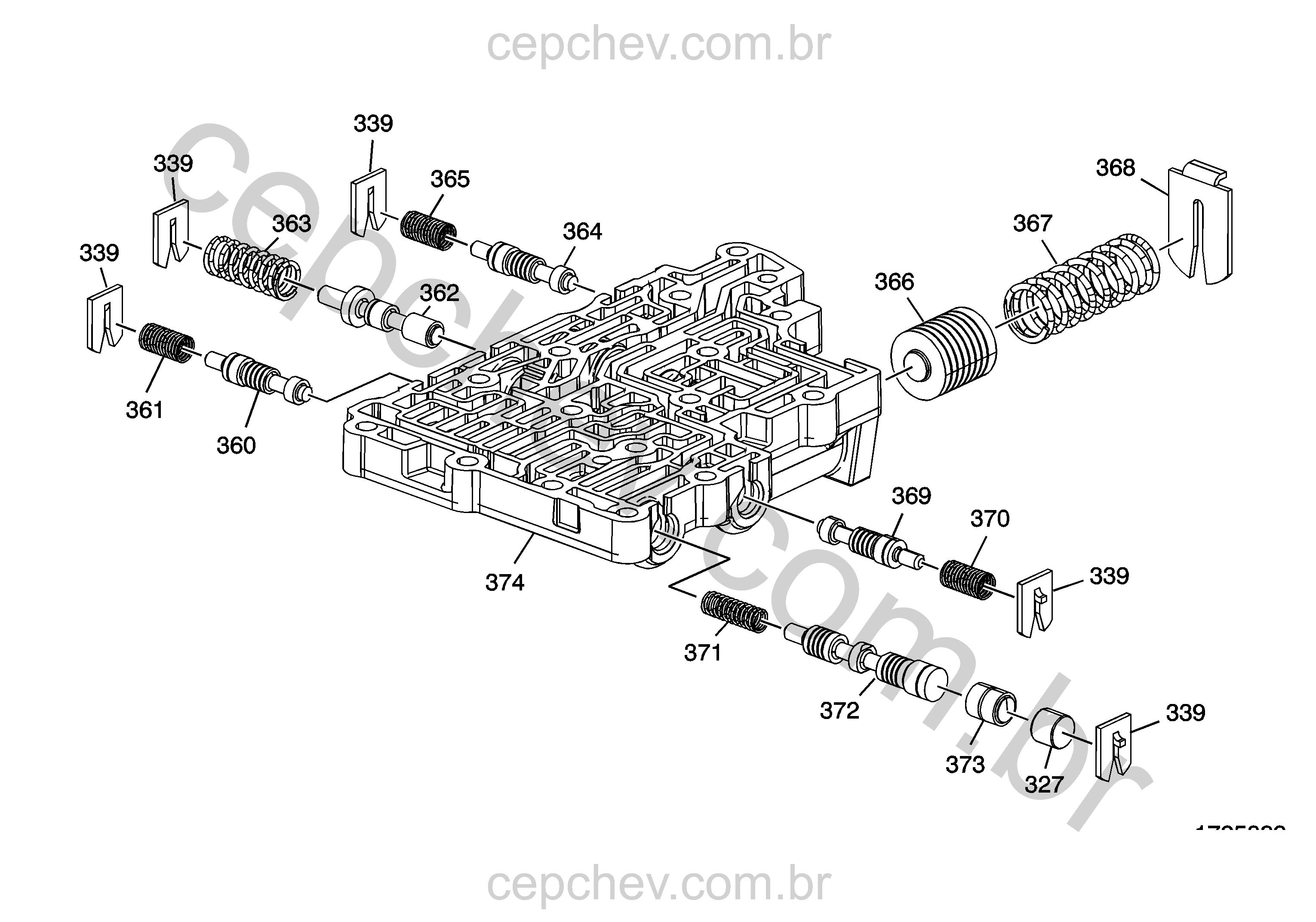 Transmissão automática 6T70 (2010) corpo e válvulas inferiores com molas e retentores