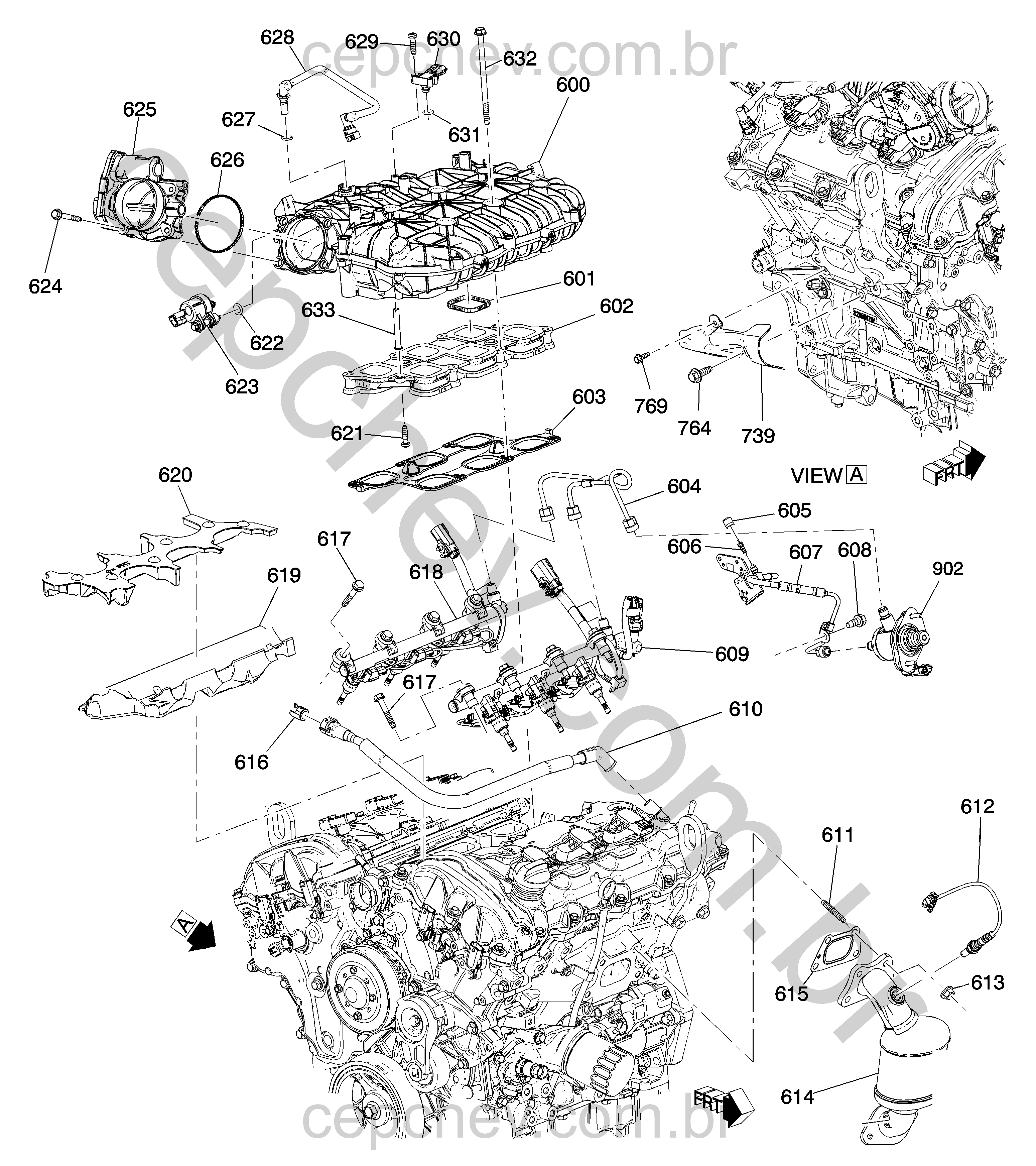Coletor de admissão 3.0L V6 e peças relacionadas do motor (LFW)