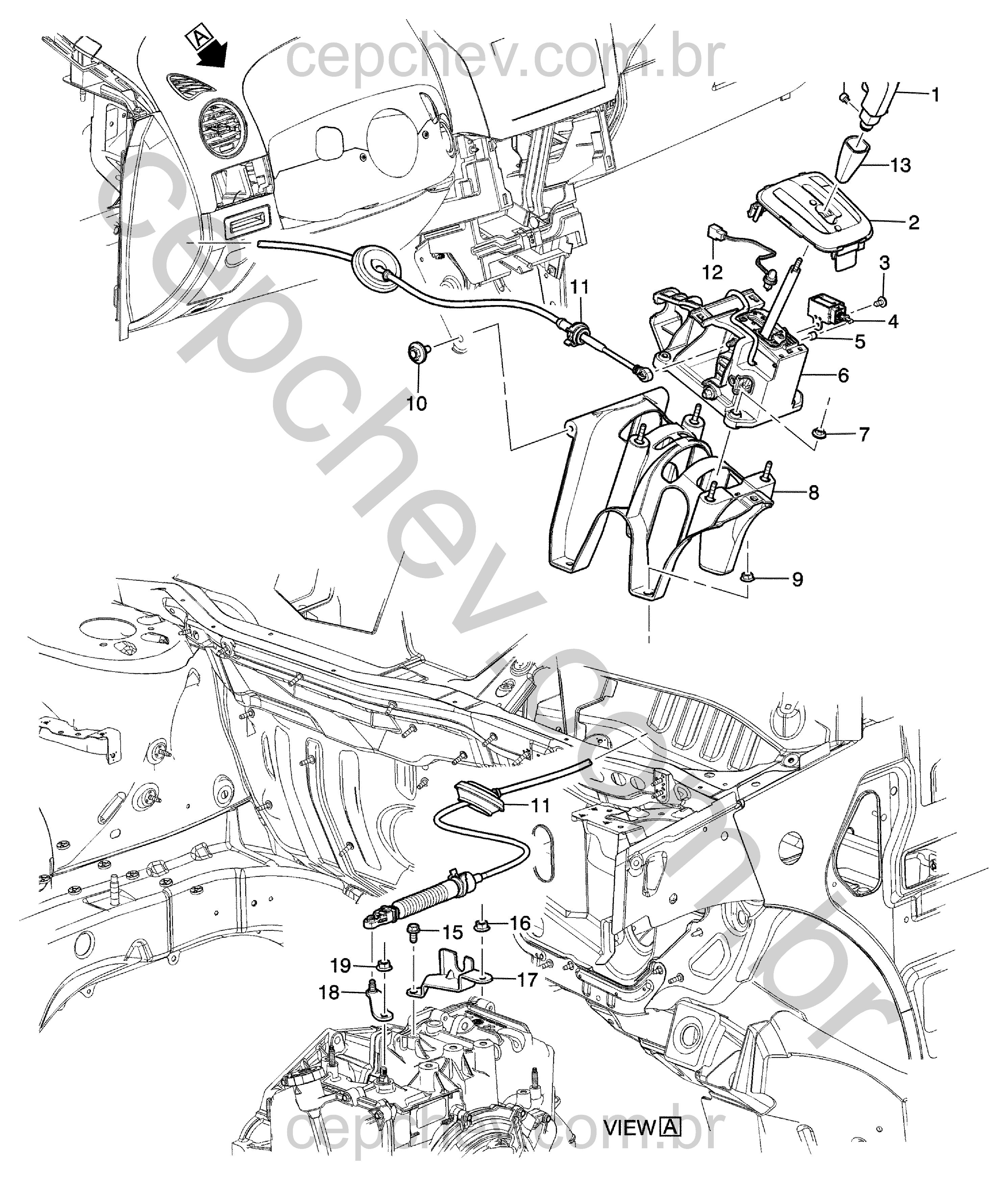 Controle e componentes da transmissão automática (2009–2010) MH2, MH4