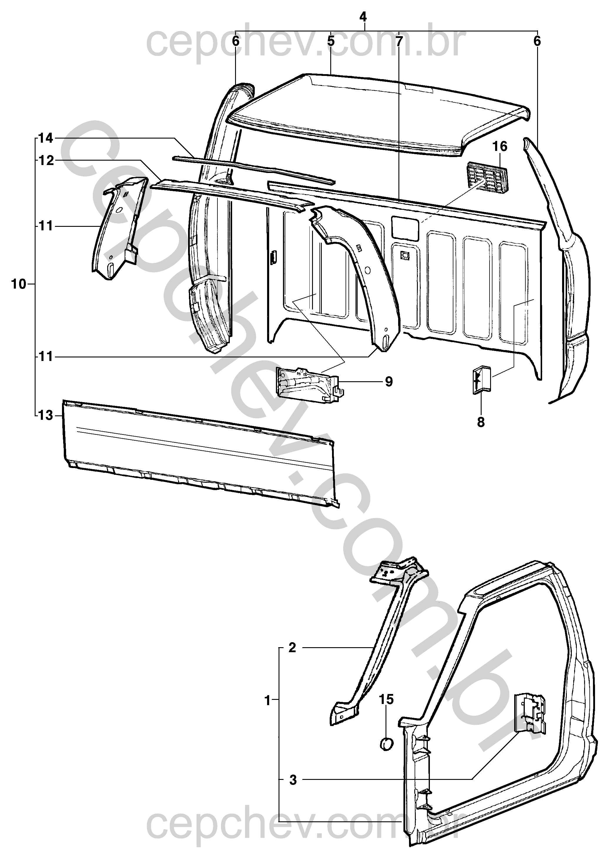 Cabine e agregados para pick-up cabine simples