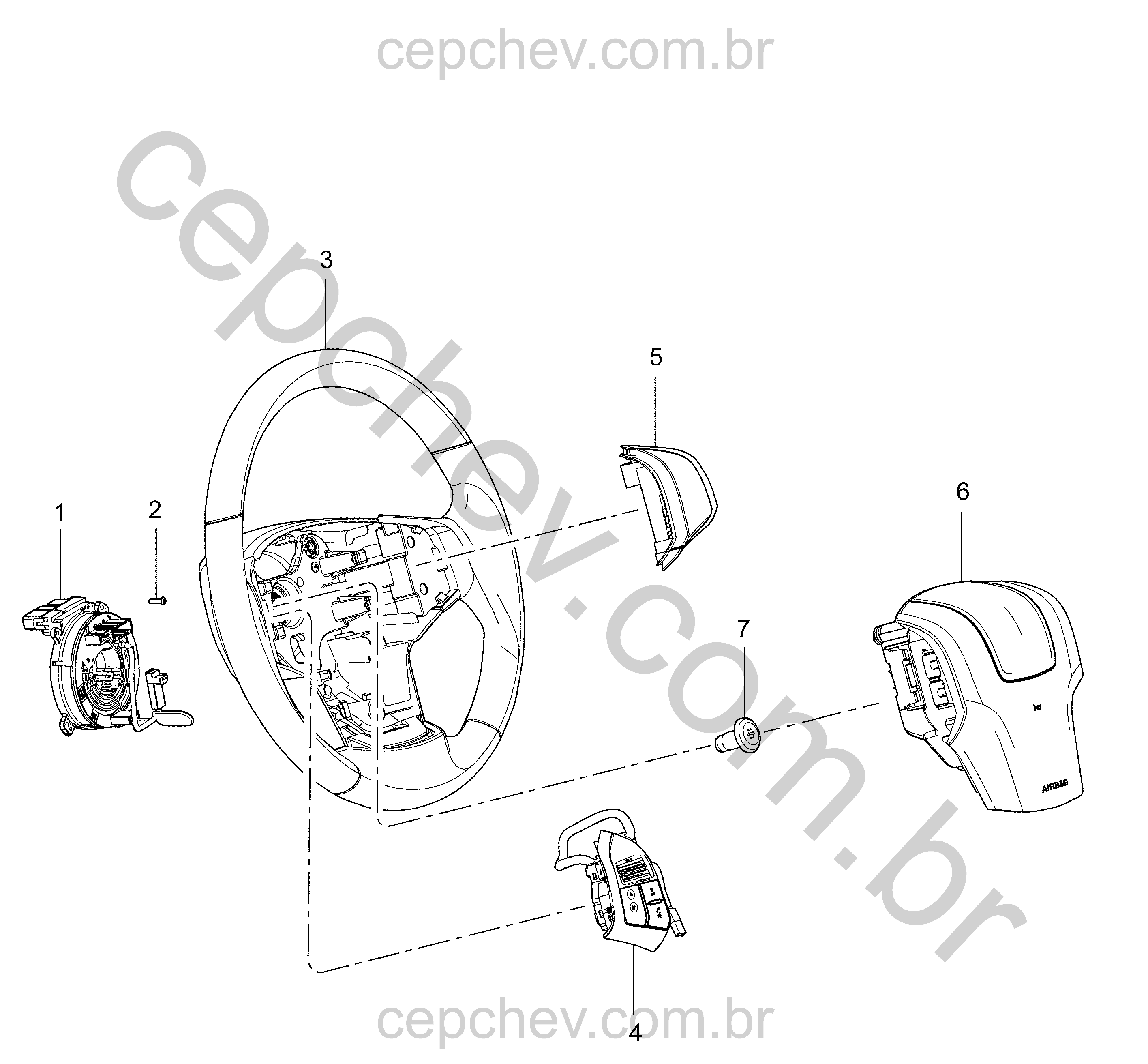 Sistema áudio e volante de direção (W1Y, exc K34)