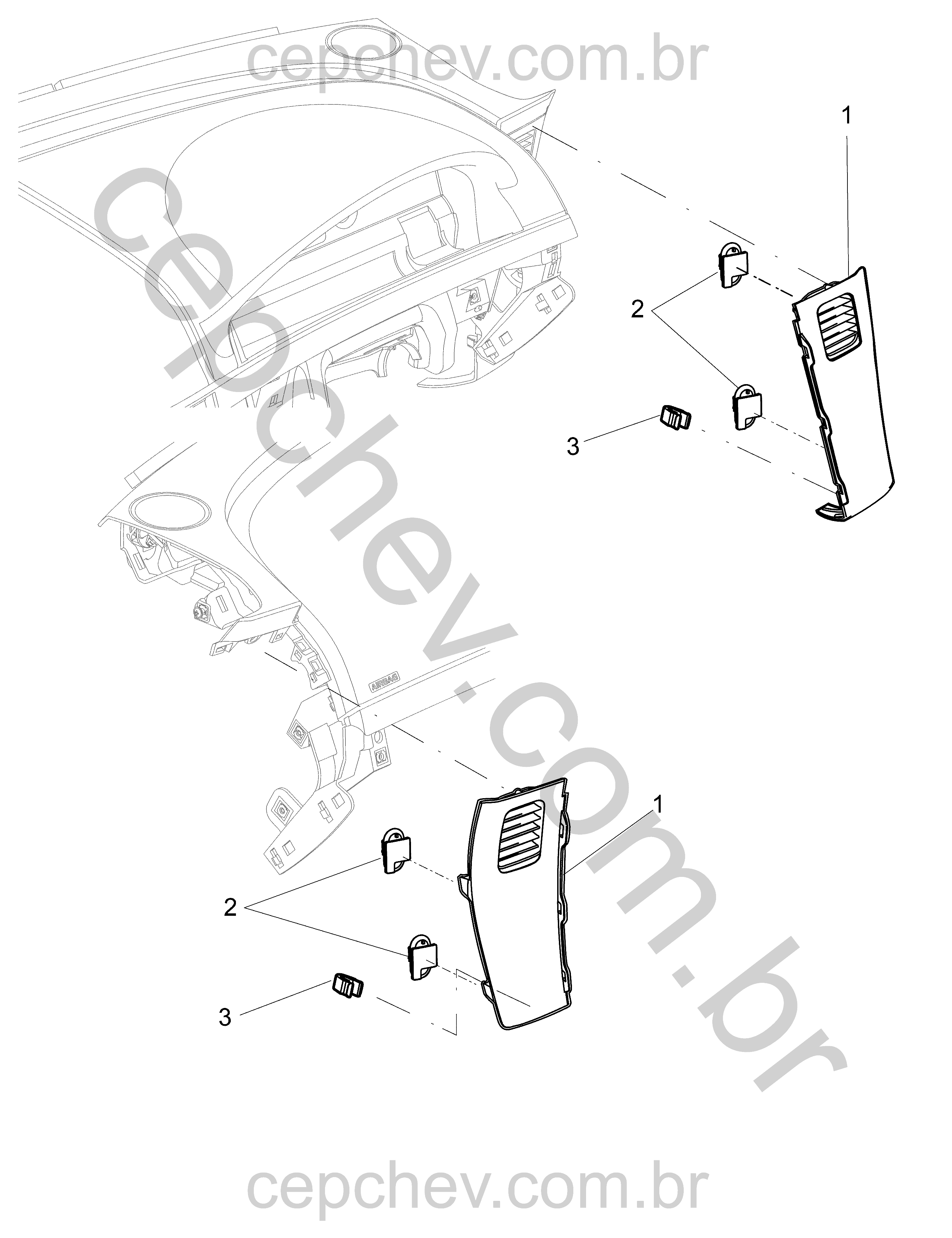 Painel e tampas de acabamento laterais do painel de instrumentos