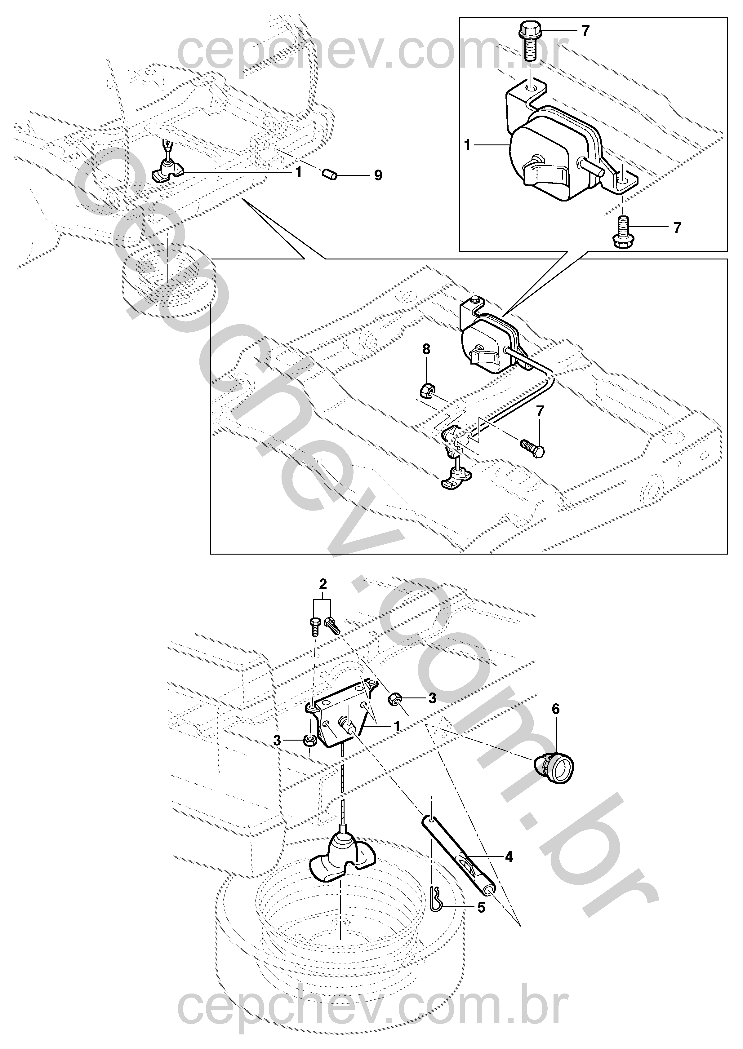 Suporte e fixação da roda reserva