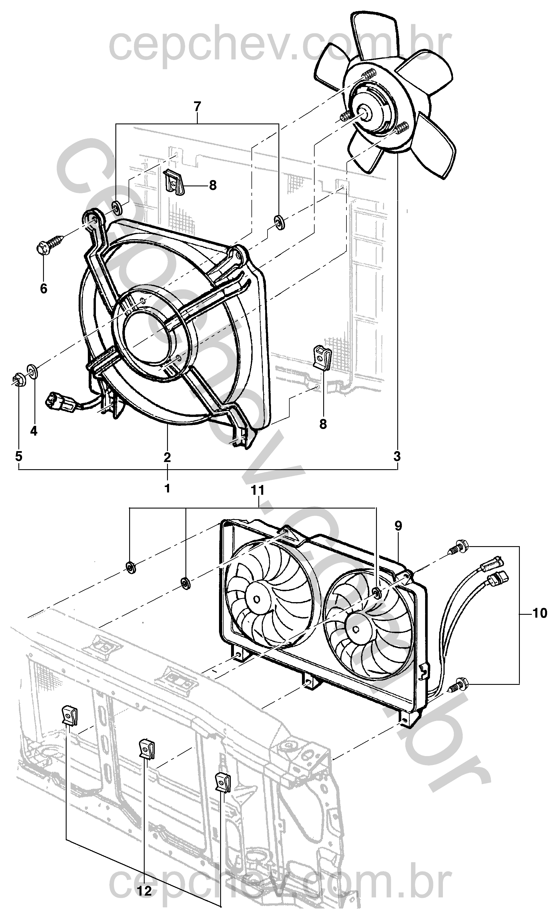 Defletor e motor do ventilador do radiador motor LM3/LN2/LG1