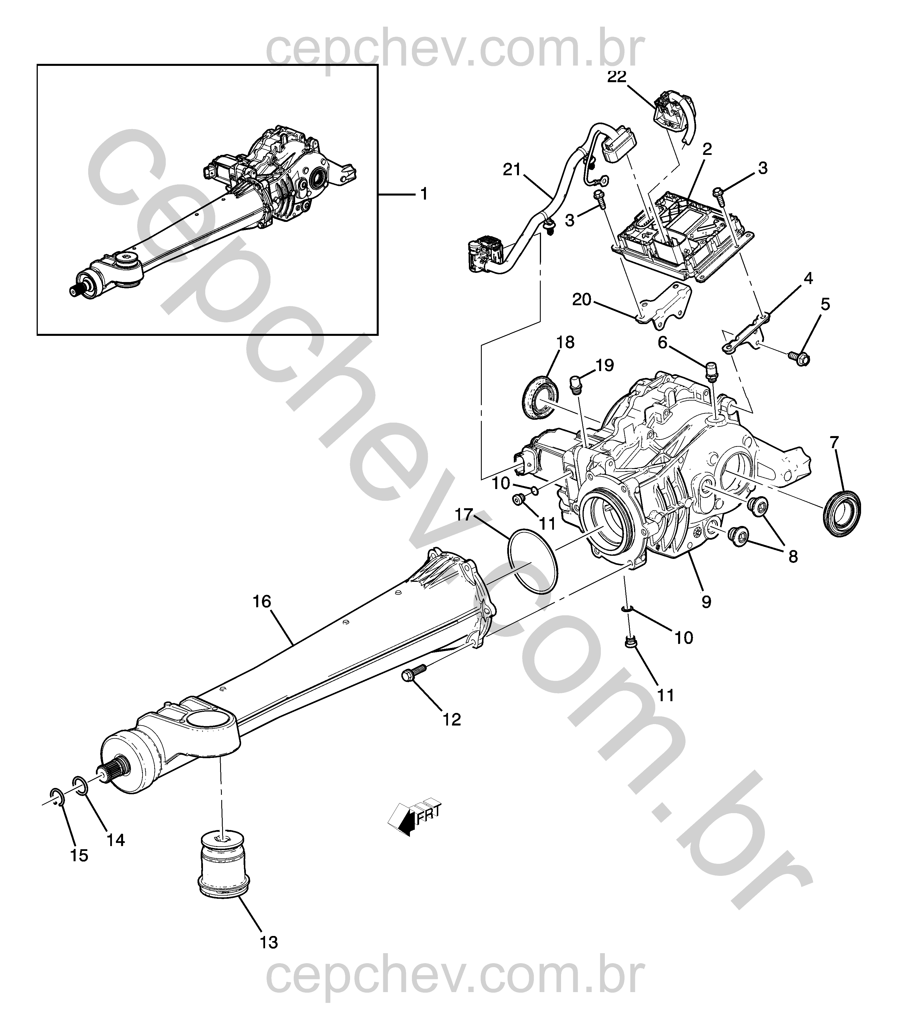 Suporte e componentes do diferencial traseiro 4x4 (2022–2024)