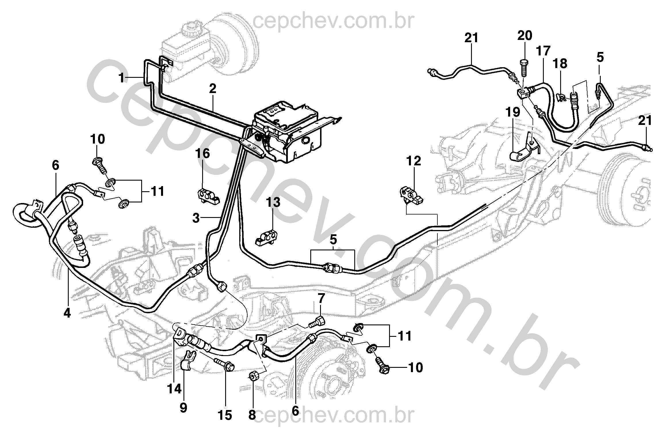 Linha do freio sistema ABS opção JM4/JL9 com tubos, mangueiras e suportes