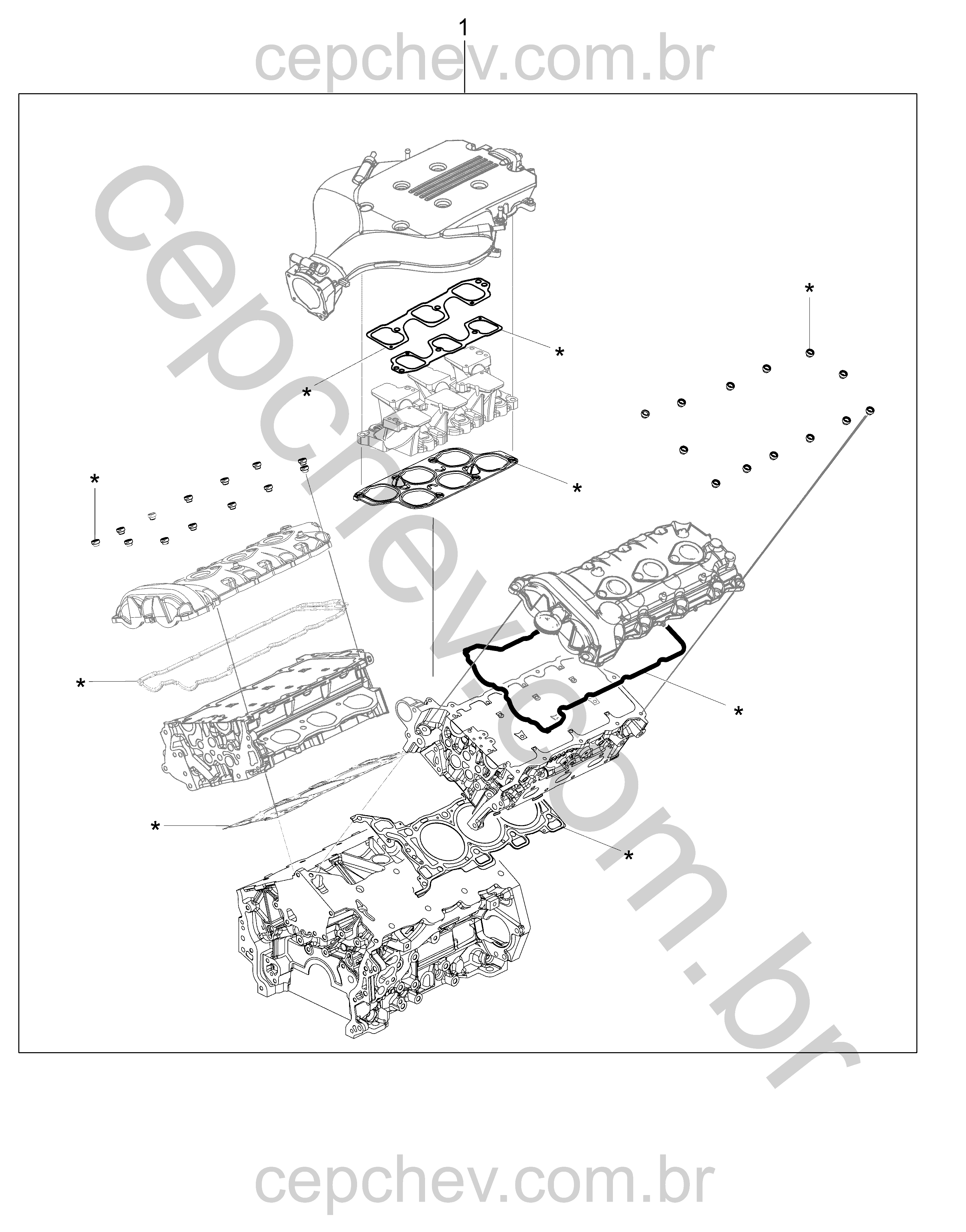 Kit junta e gaxetas do cabeçote do motor V6 (LLT, LFX)