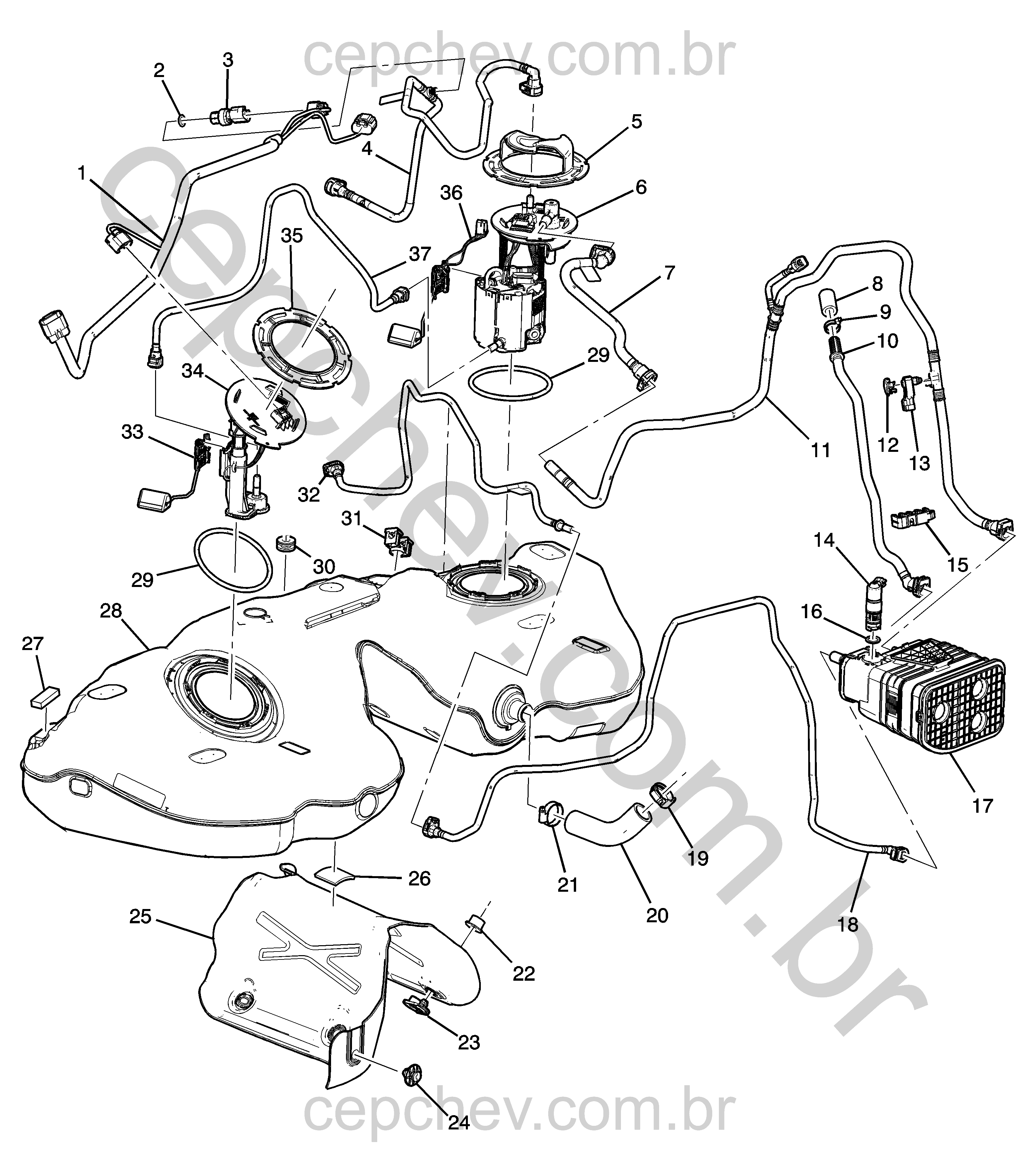 Tanque combustível e recipiente vapor (2016–2020) LT1/6,2-7