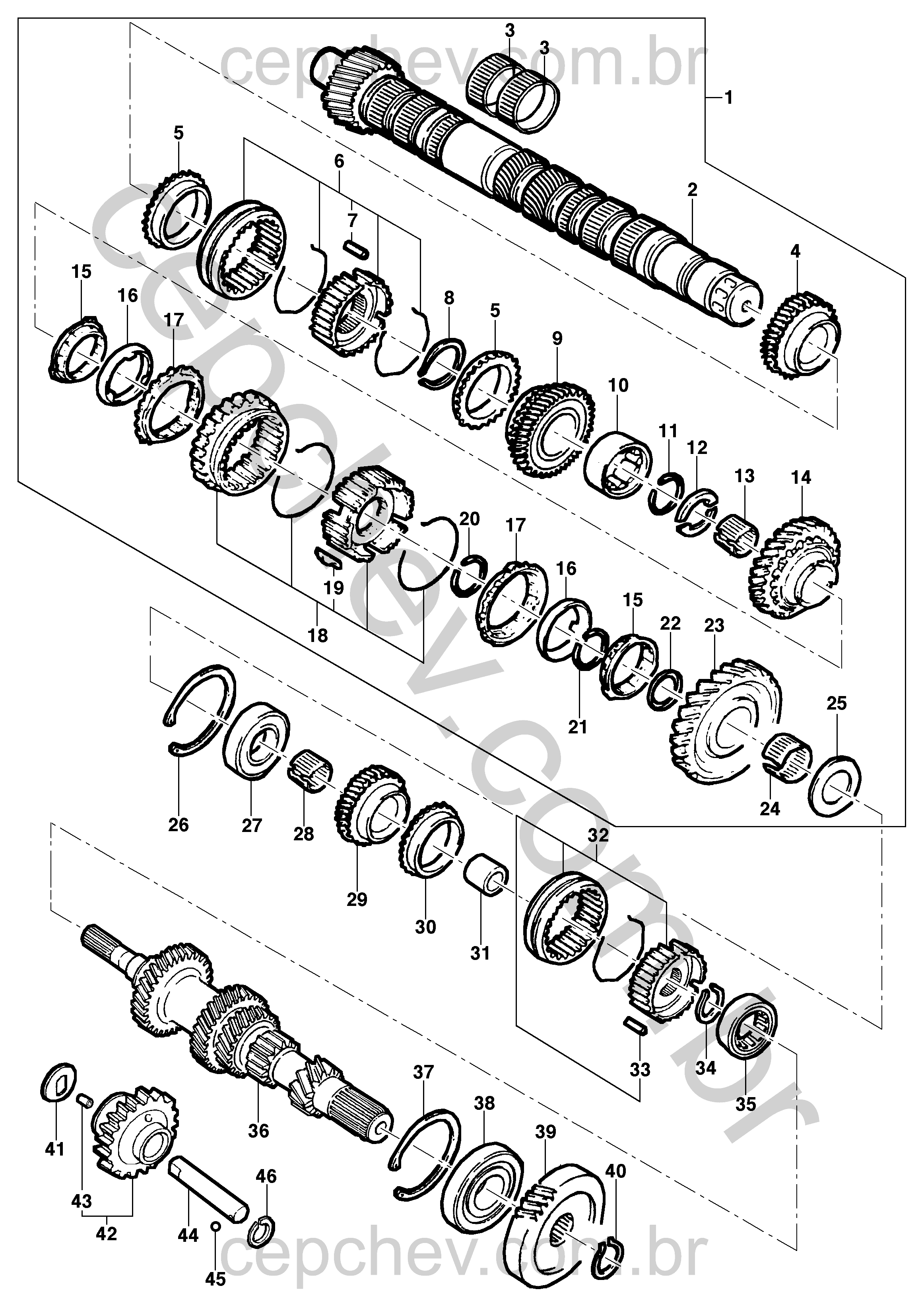 Transmissão mecânica M39 - engrenagens