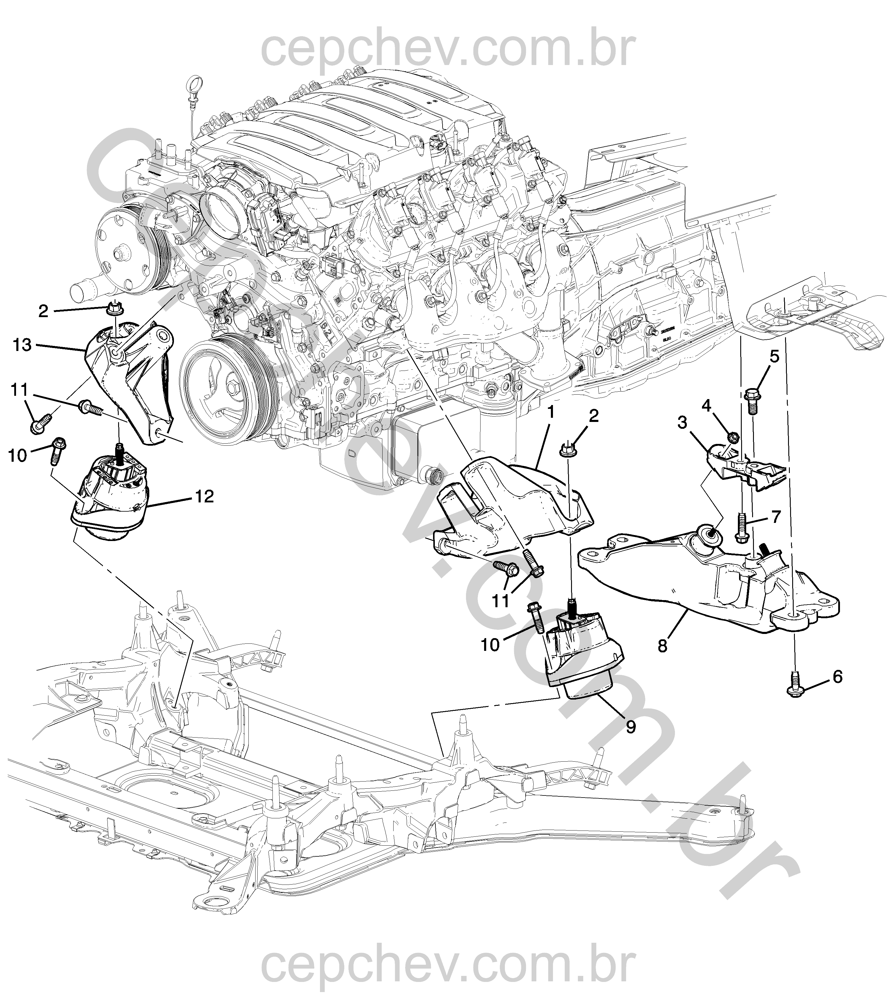 Montagem de motor 6,2 e transmissão automática M5U