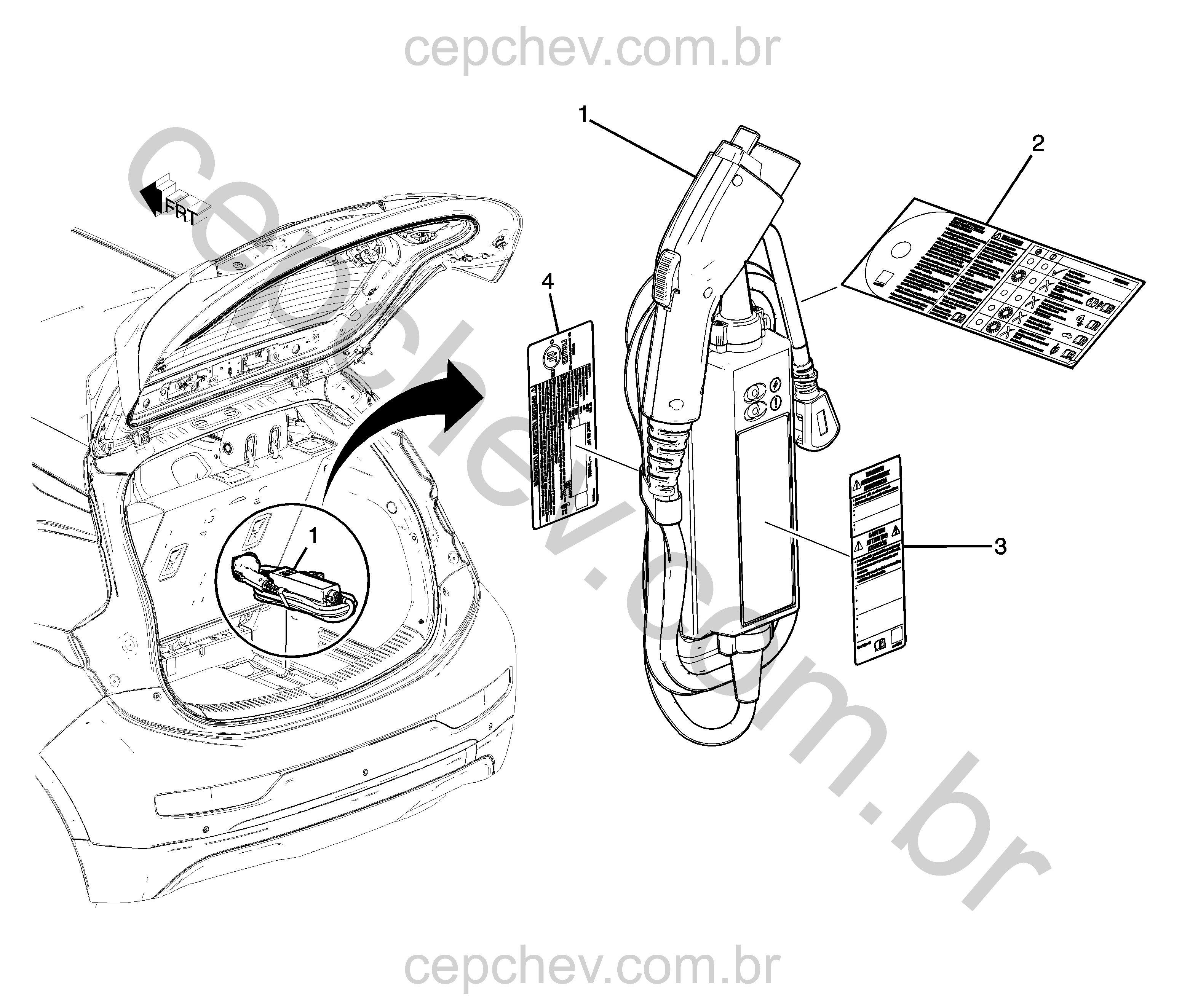 Cabo e acessórios para carregamento portátil de bateria
