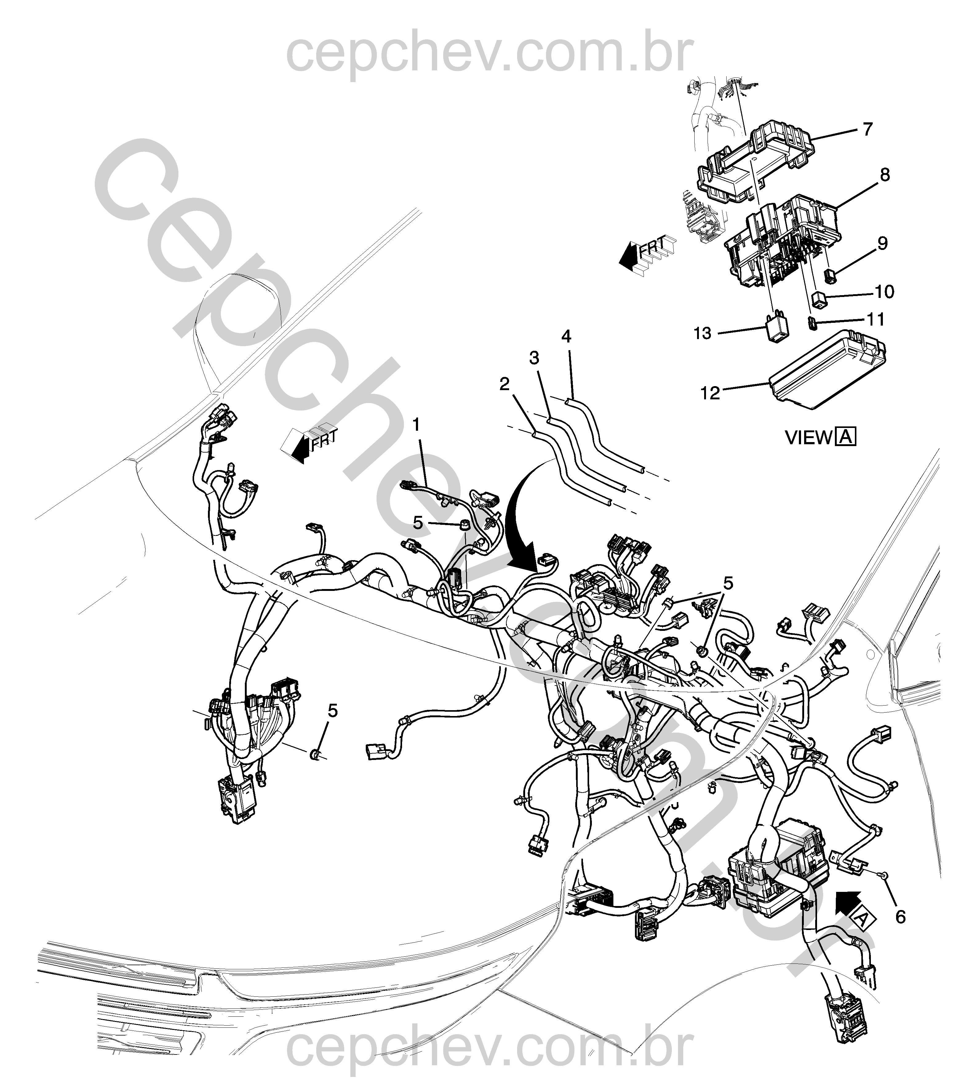 Chicote e fiação do painel de velocímetro (2022–2024)